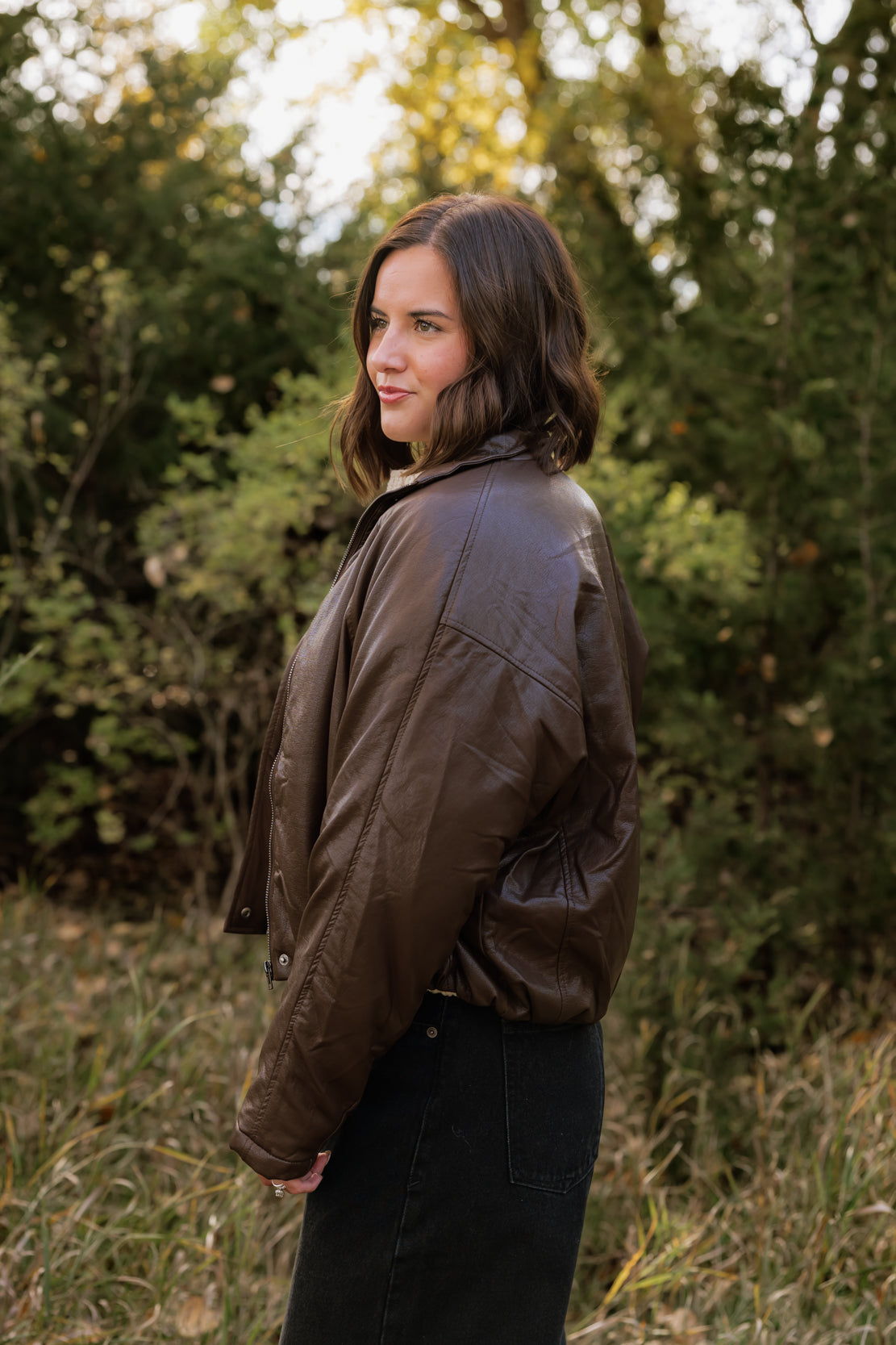Hope Faux Leather Jacket | Brown