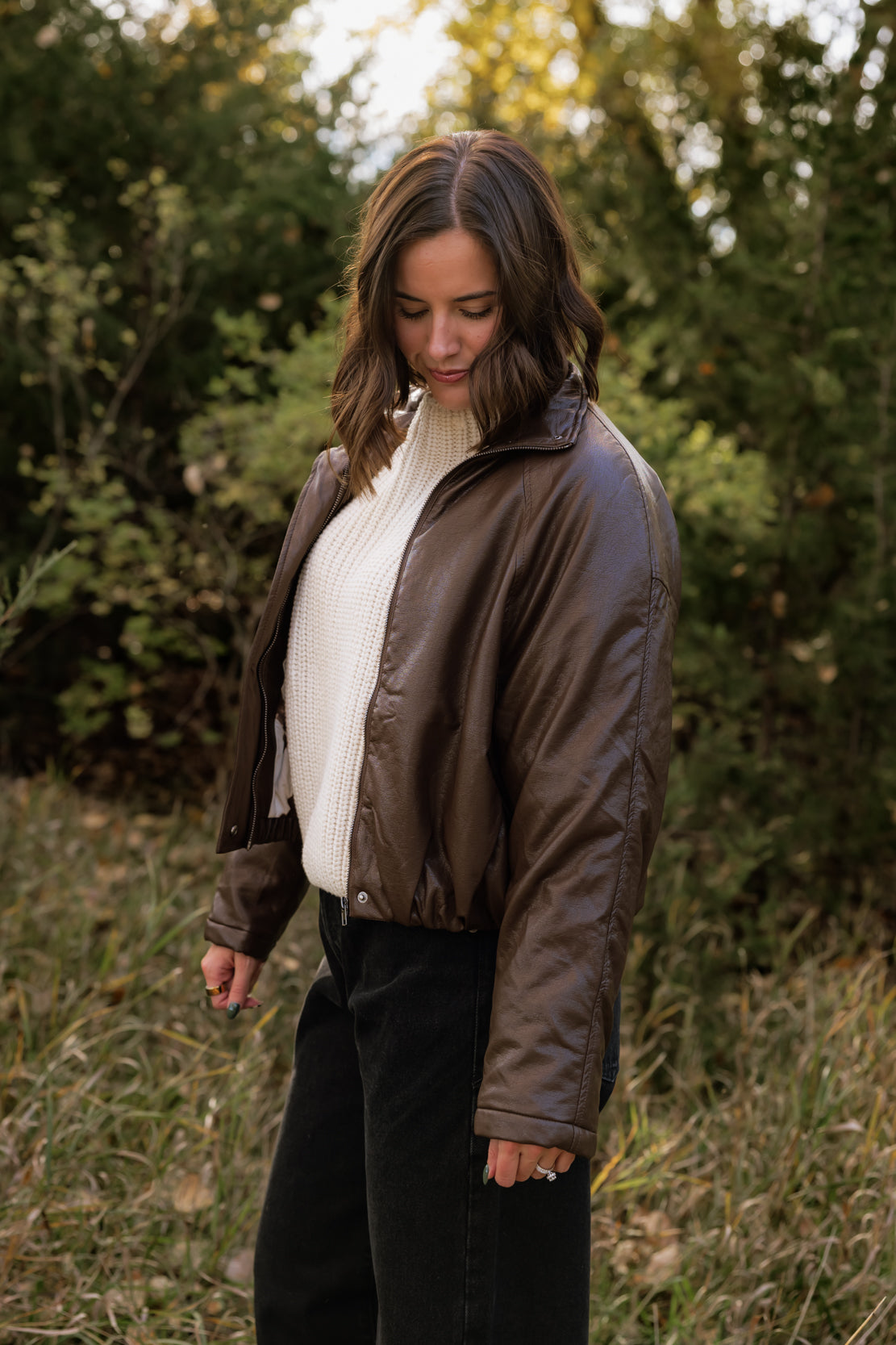 Hope Faux Leather Jacket | Brown