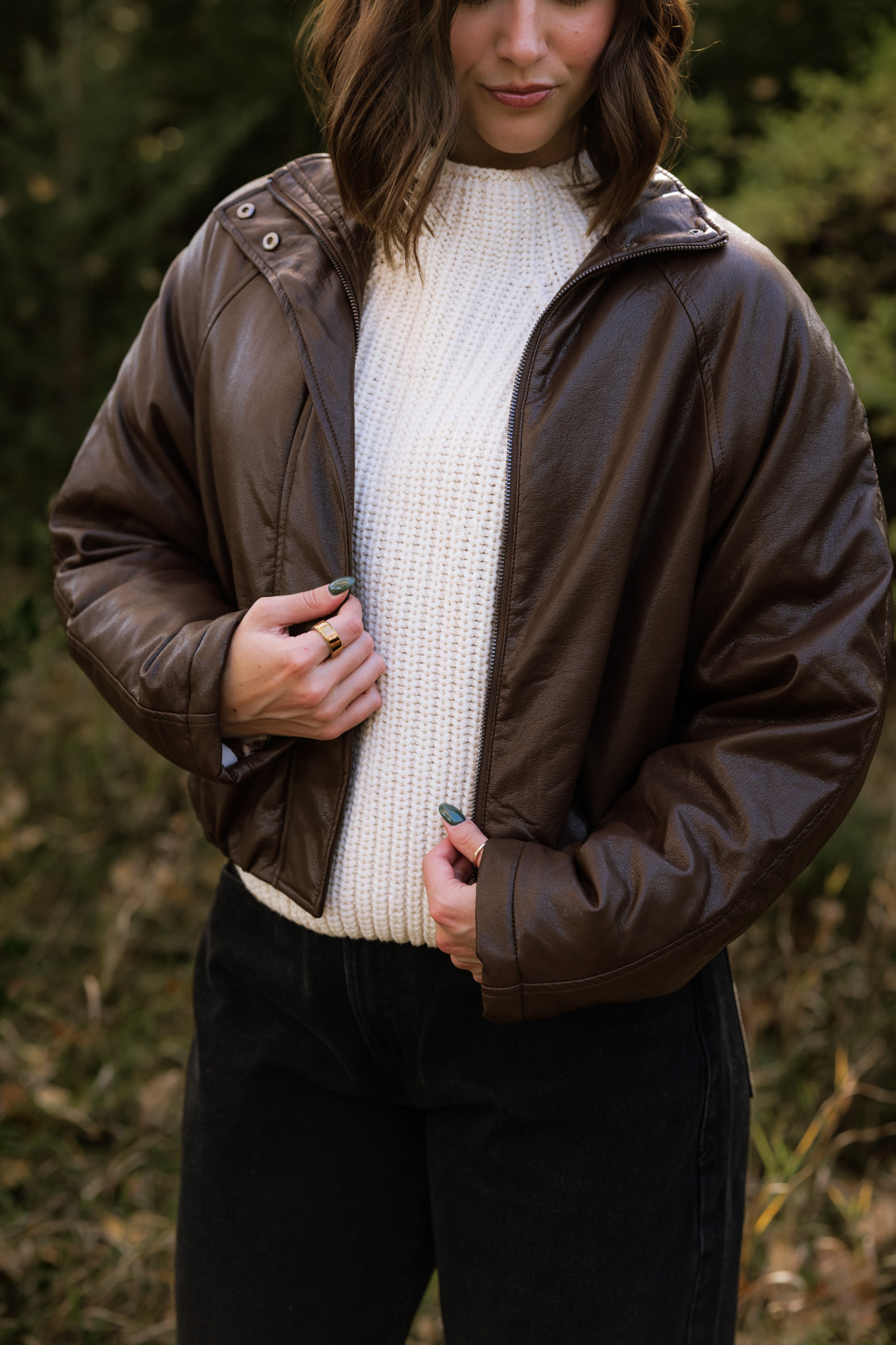 Hope Faux Leather Jacket | Brown