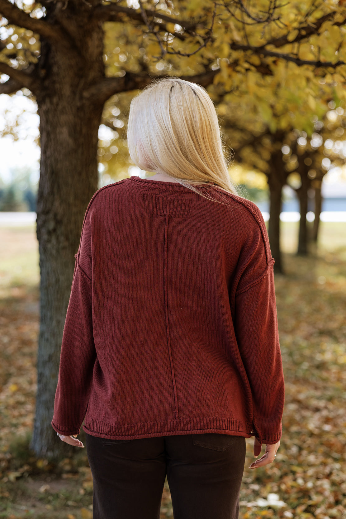 Ashton Side Slit Sweater | Copper Brown