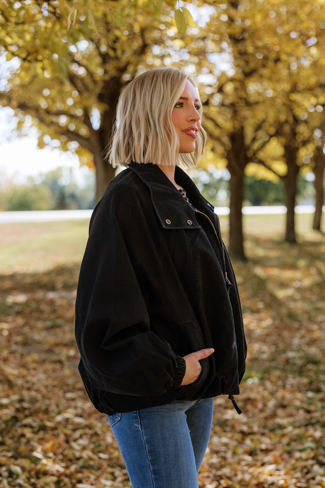 We The Free Chelsea Vegan Suede Funnel-Neck Jacket | Black