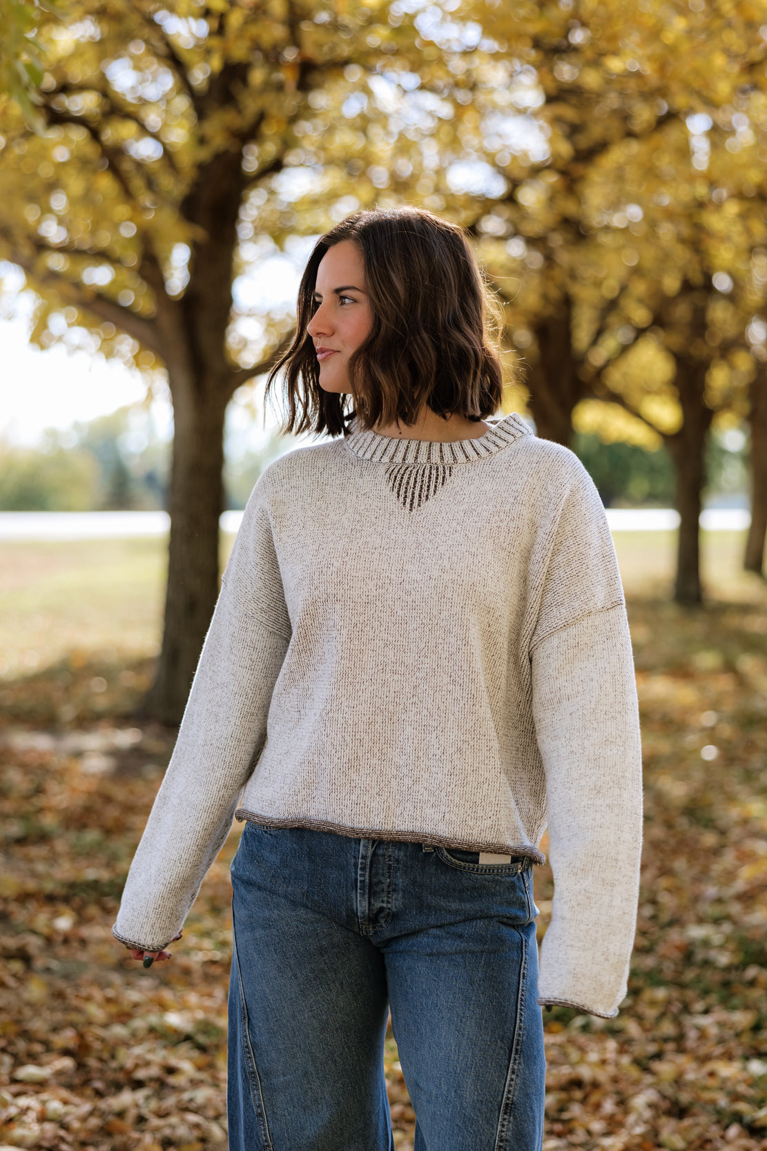 Annika Two Tone Sweater | Brown