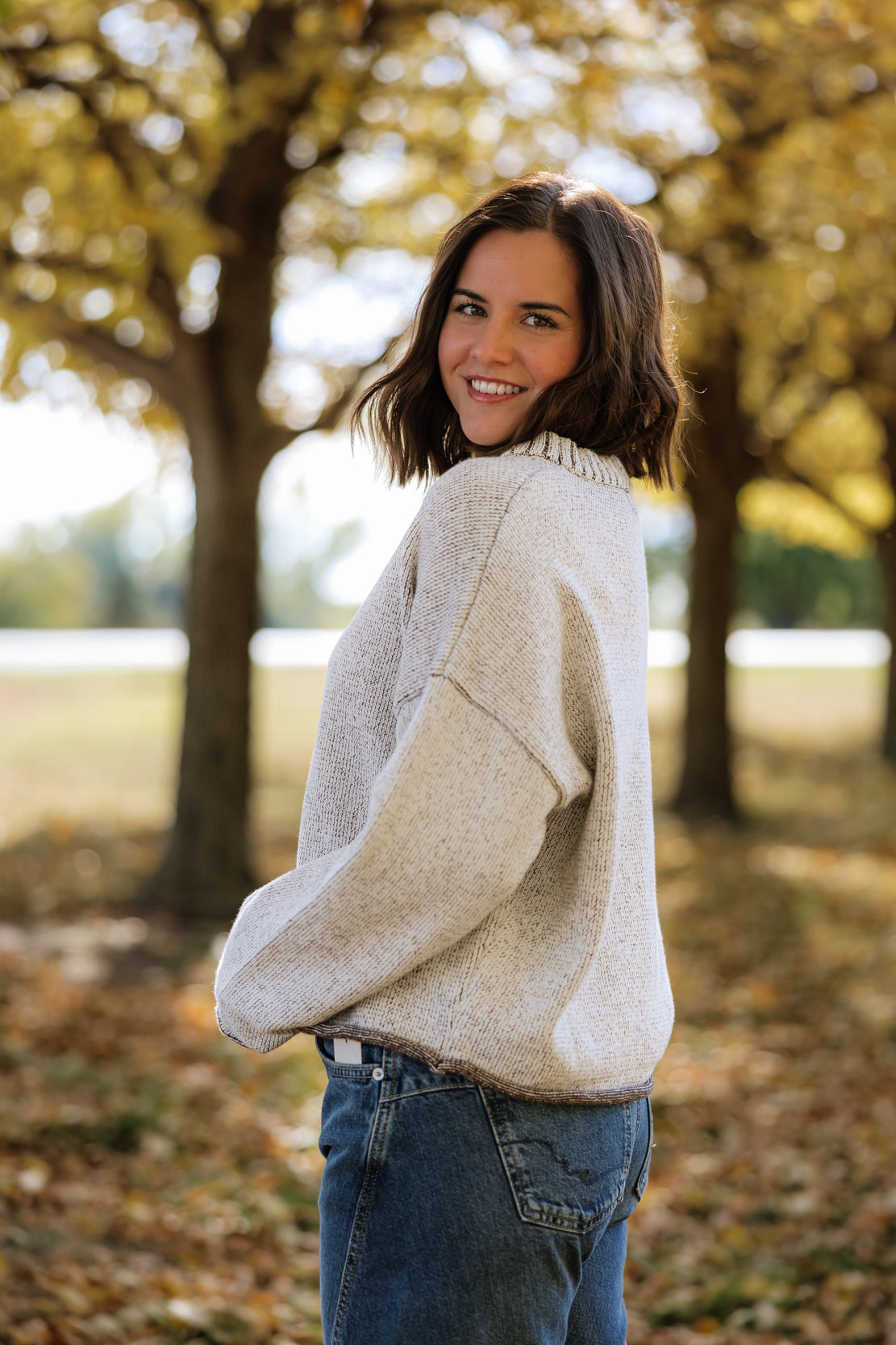 Annika Two Tone Sweater | Brown