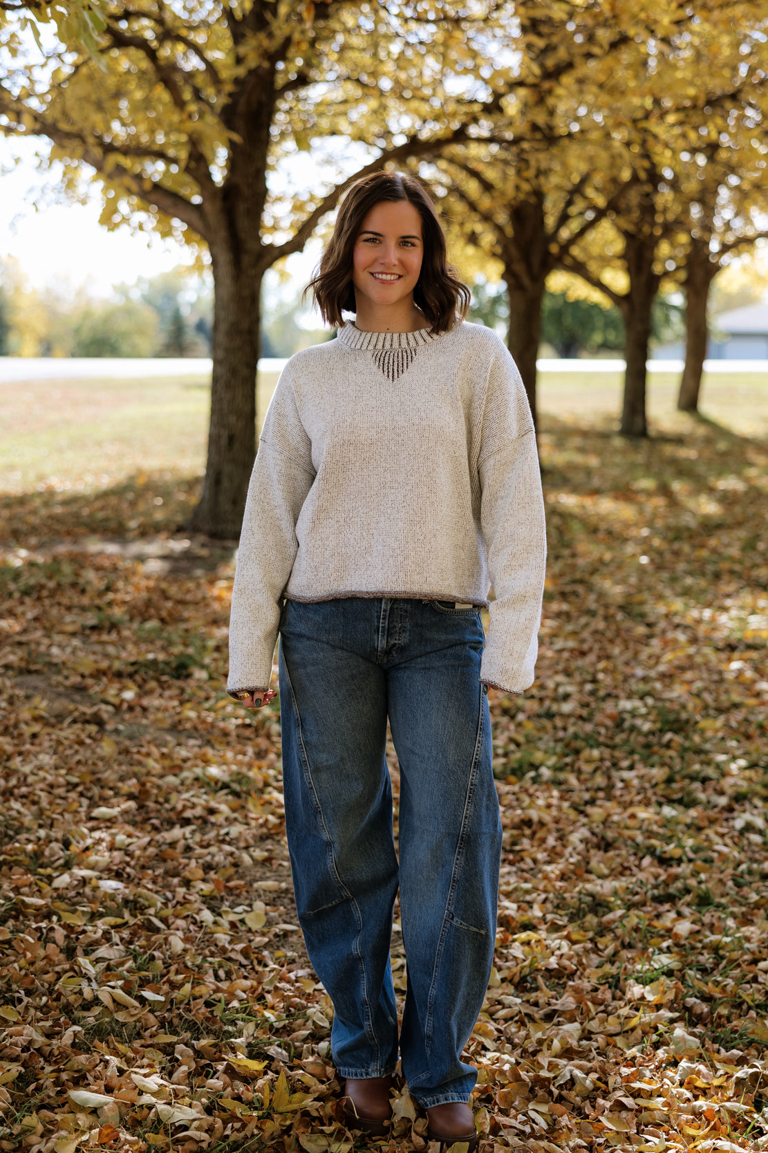 Annika Two Tone Sweater | Brown