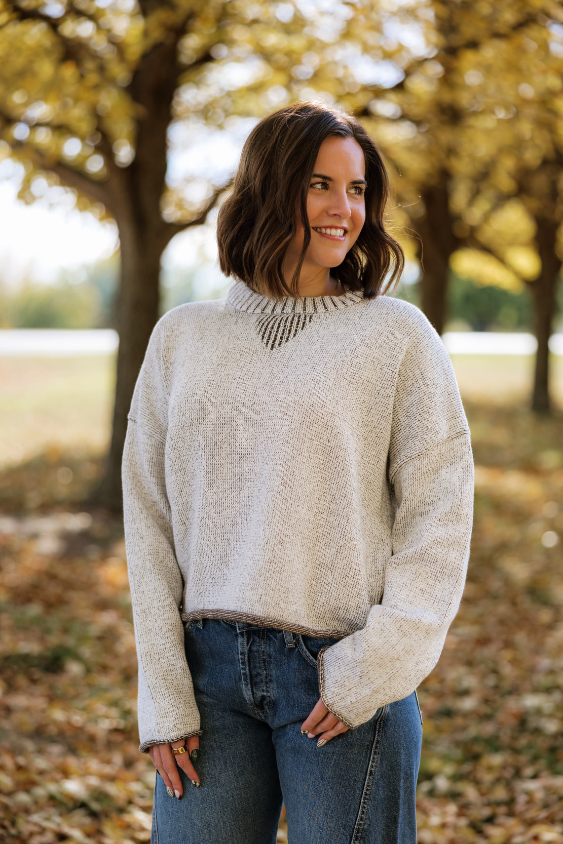 Annika Two Tone Sweater | Brown