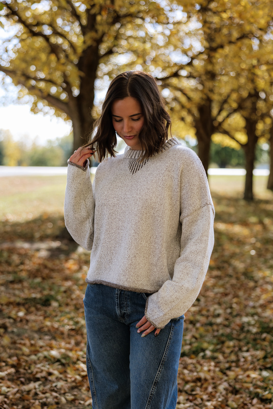 Annika Two Tone Sweater | Brown