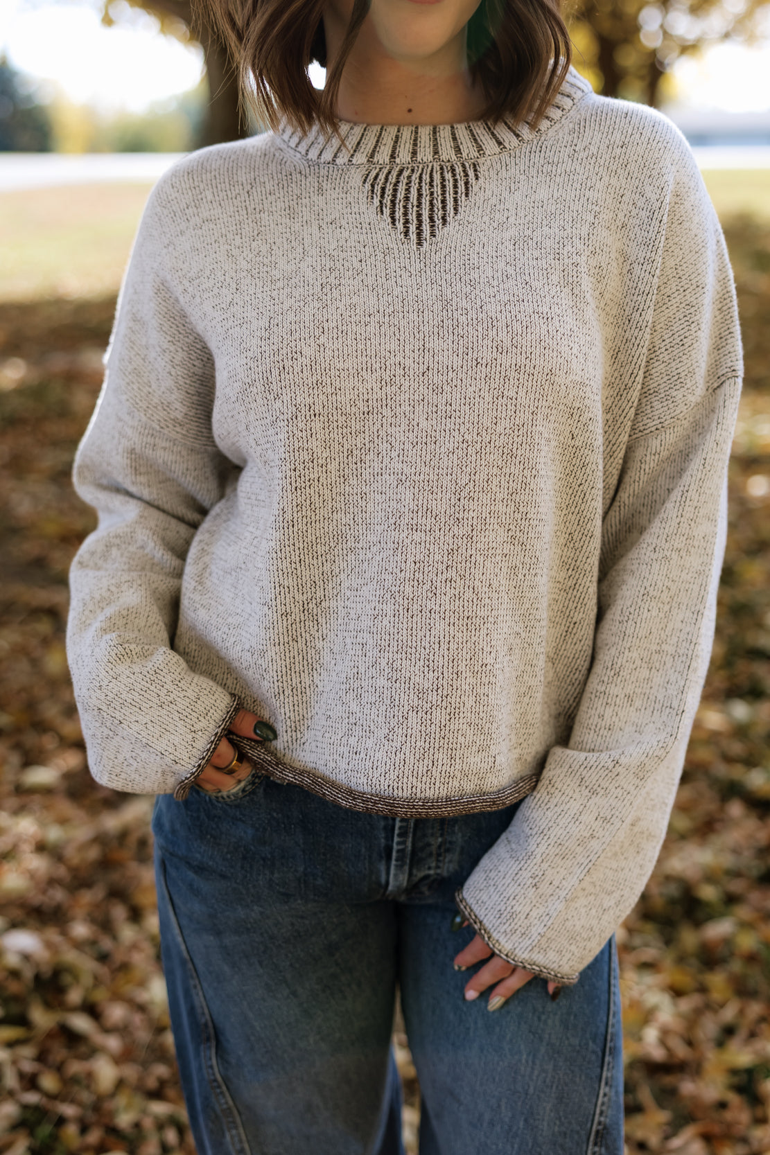 Annika Two Tone Sweater | Brown