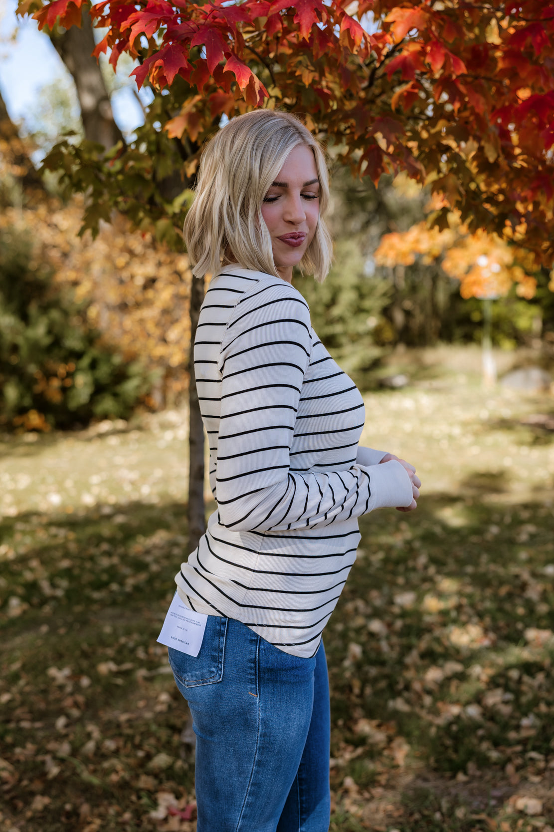 Stacy Striped Top | Birch Black