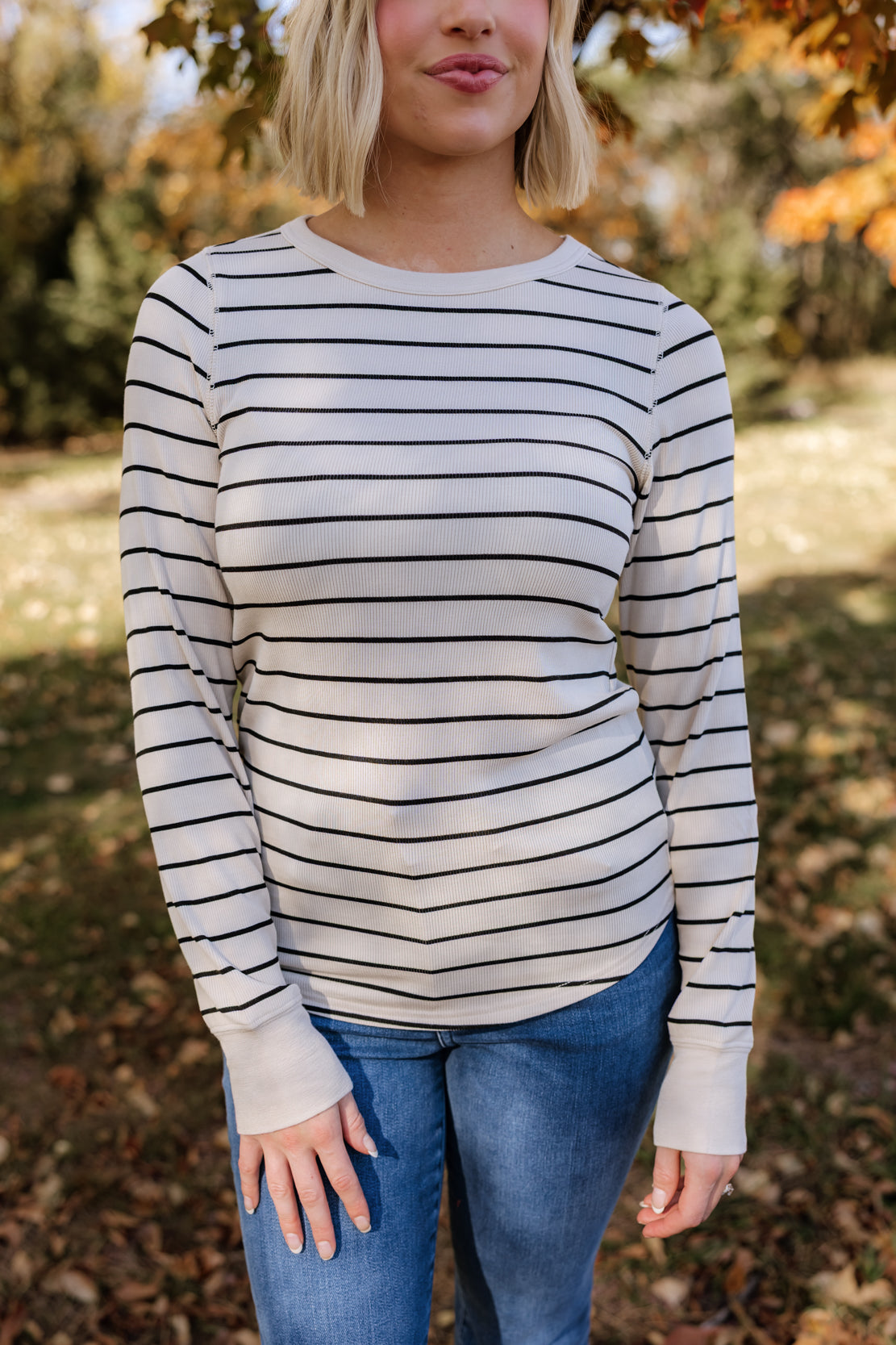 Stacy Striped Top | Birch Black