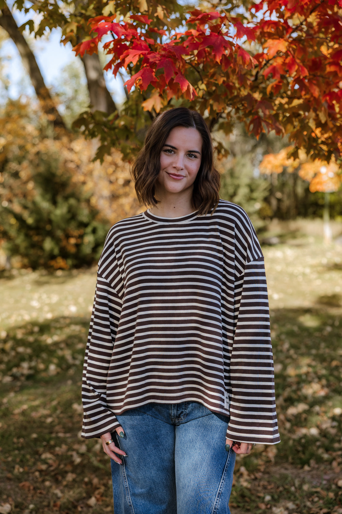 Favorite Striped Long Sleeve | Brown Cream