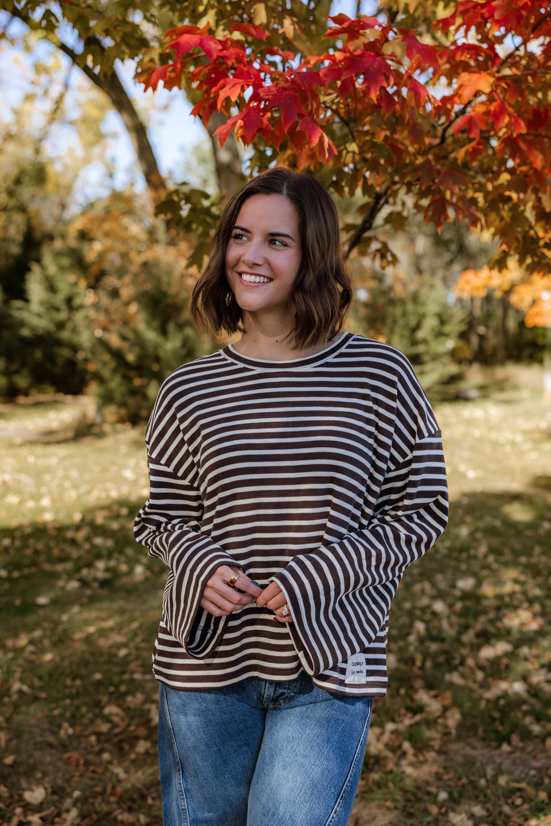 Favorite Striped Long Sleeve | Brown Cream
