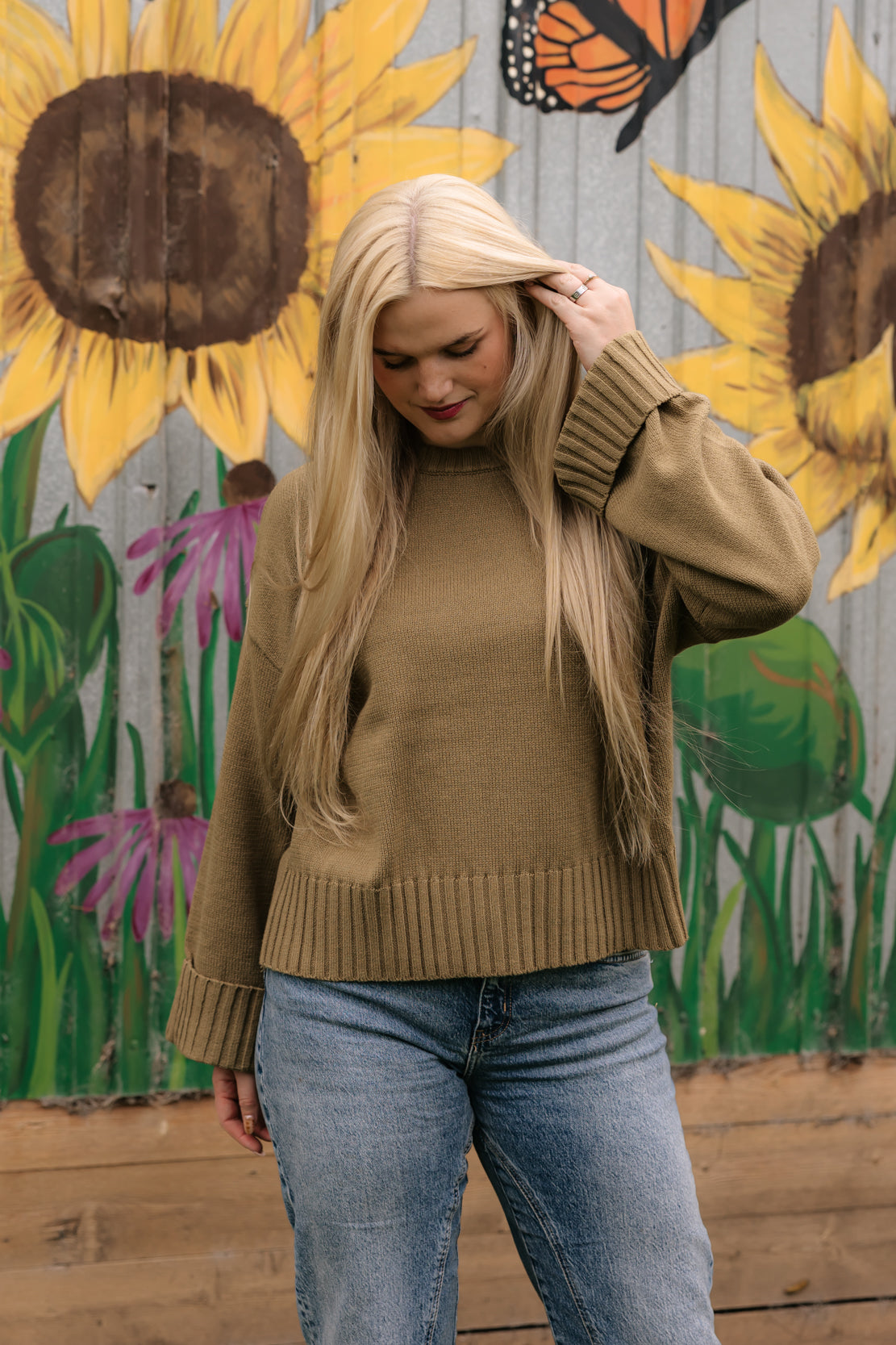 Kaylor Wide Cuff Oversized Sweater | Lime Green