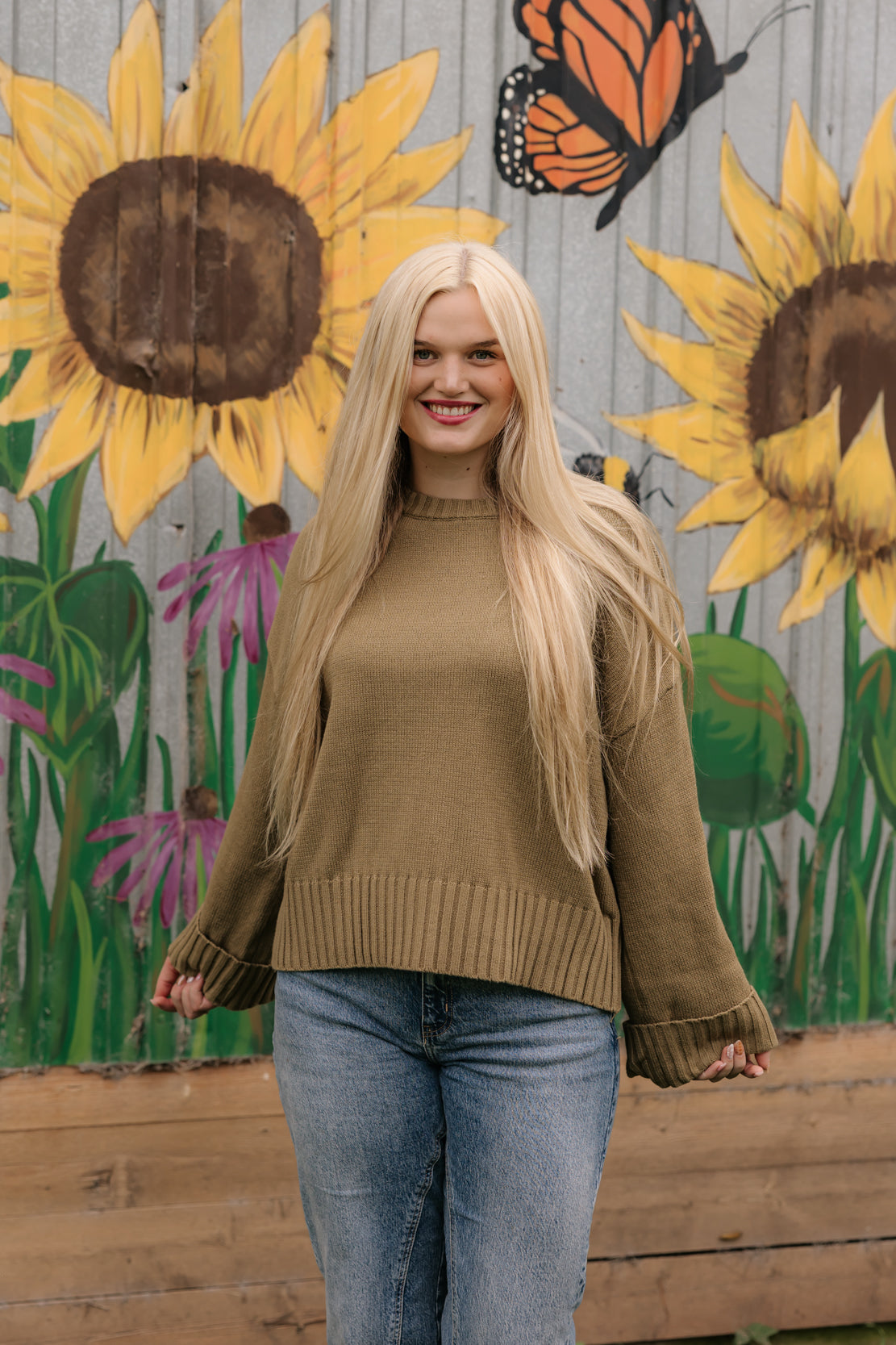 Kaylor Wide Cuff Oversized Sweater | Lime Green