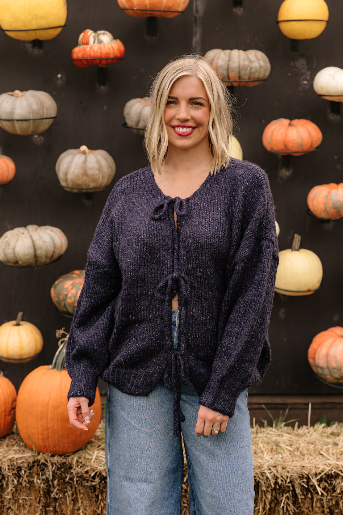 Sadie Front Tie Sweater | Navy