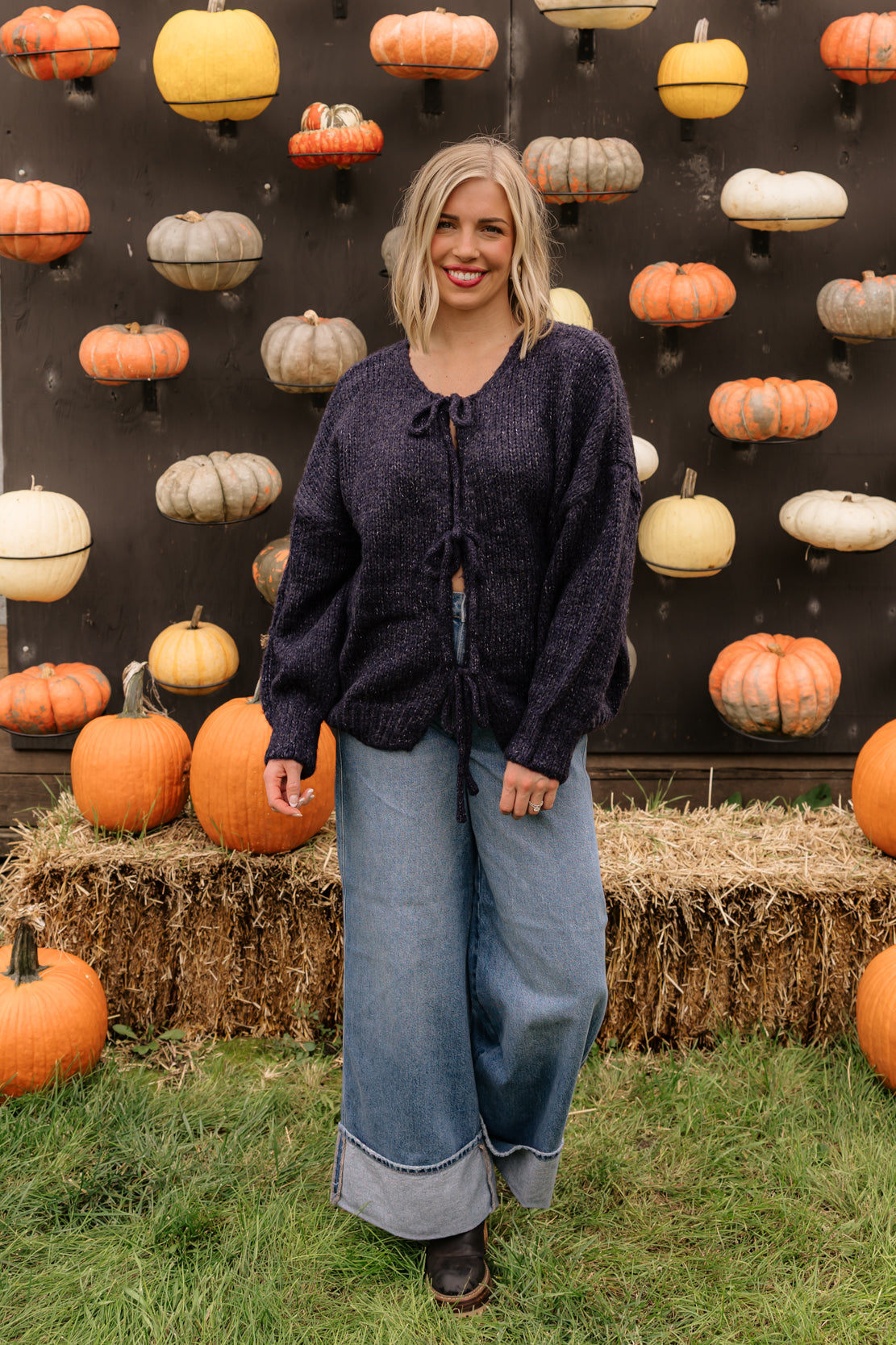 Sadie Front Tie Sweater | Navy