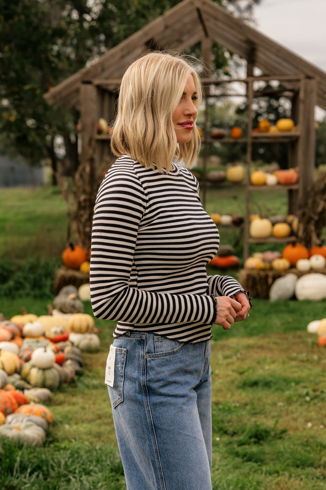 We The Free Easy Does It Striped Long Sleeve | Black/White Combo