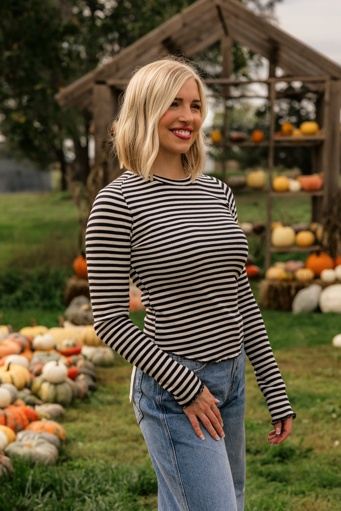 We The Free Easy Does It Striped Long Sleeve | Black/White Combo