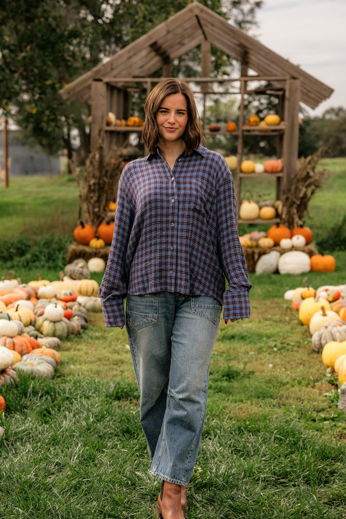 The Crinkle Easy Shirt | Blue Plaid
