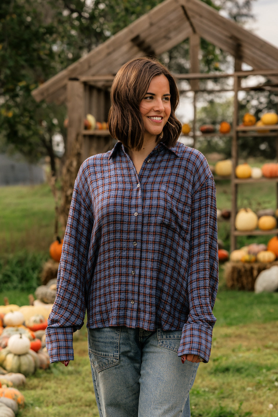 The Crinkle Easy Shirt | Blue Plaid