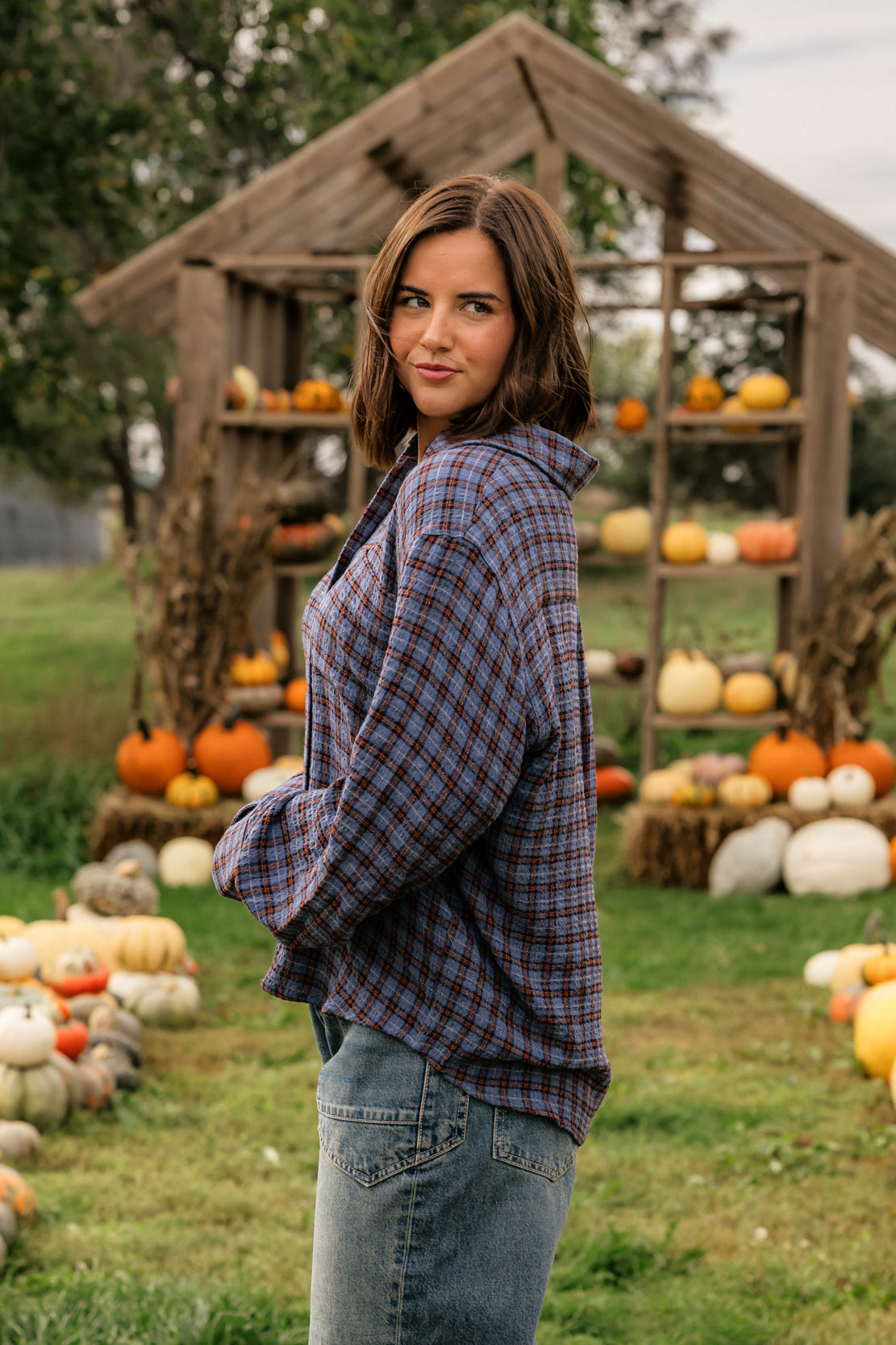 The Crinkle Easy Shirt | Blue Plaid