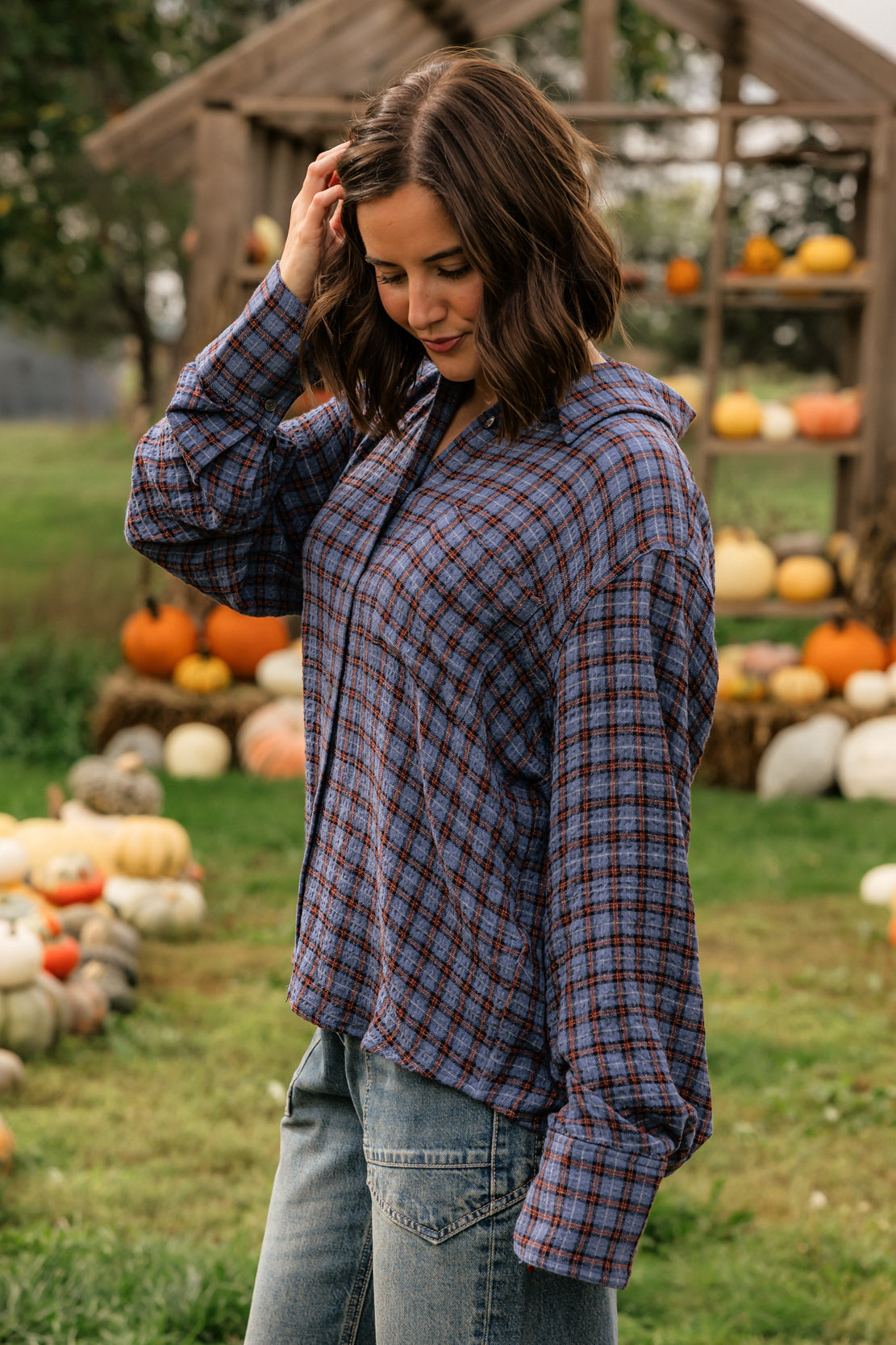 The Crinkle Easy Shirt | Blue Plaid