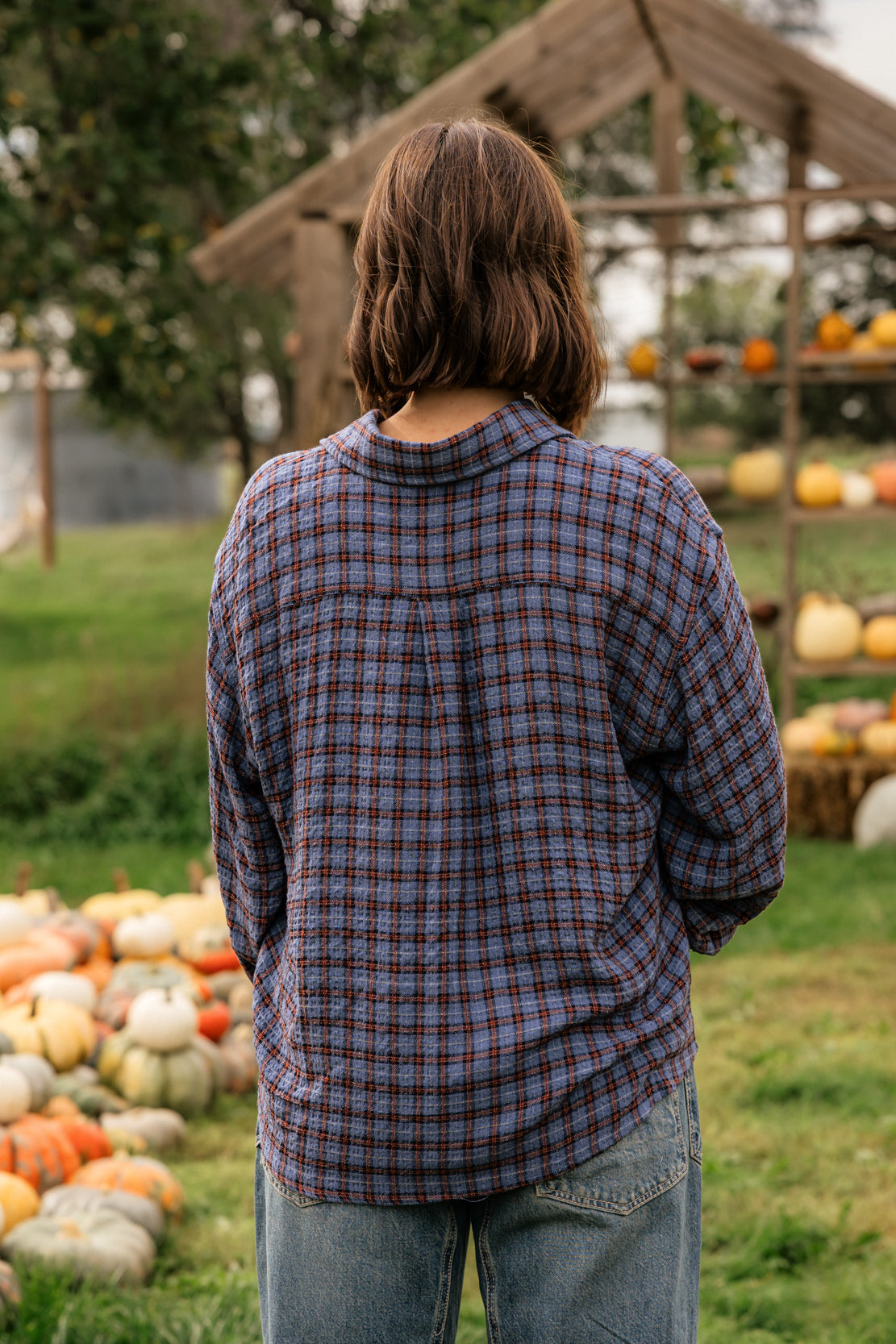 The Crinkle Easy Shirt | Blue Plaid