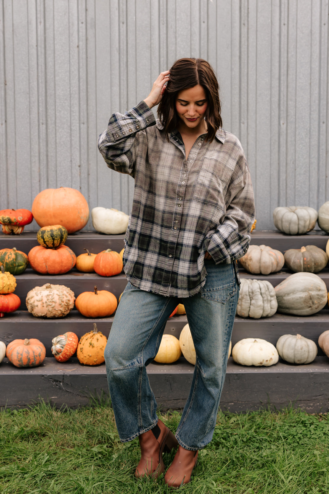 We The Free Lexi Plaid Button Down | Forest Green Combo