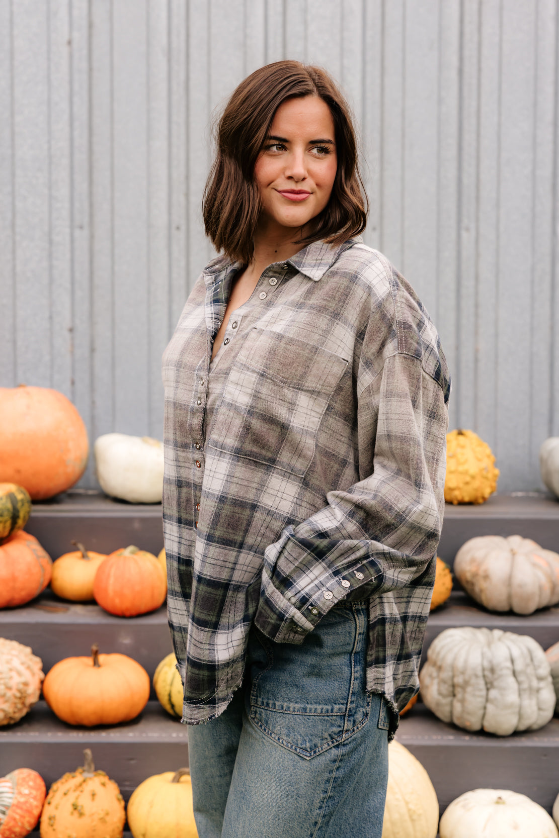 We The Free Lexi Plaid Button Down | Forest Green Combo