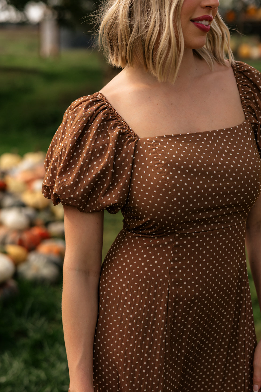 Kerrigan Midi Tie Back Dress | Brown Dot