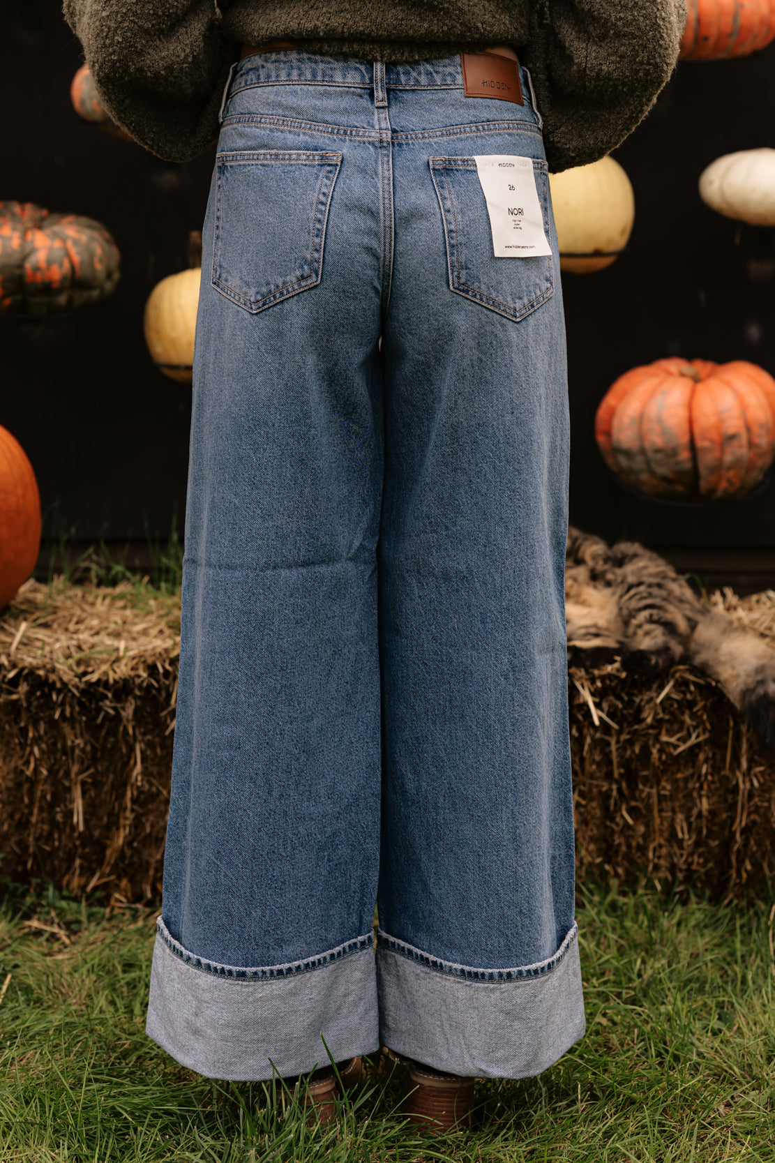 Nori High Rise Cuffed Wide Leg Jean | Medium Dark