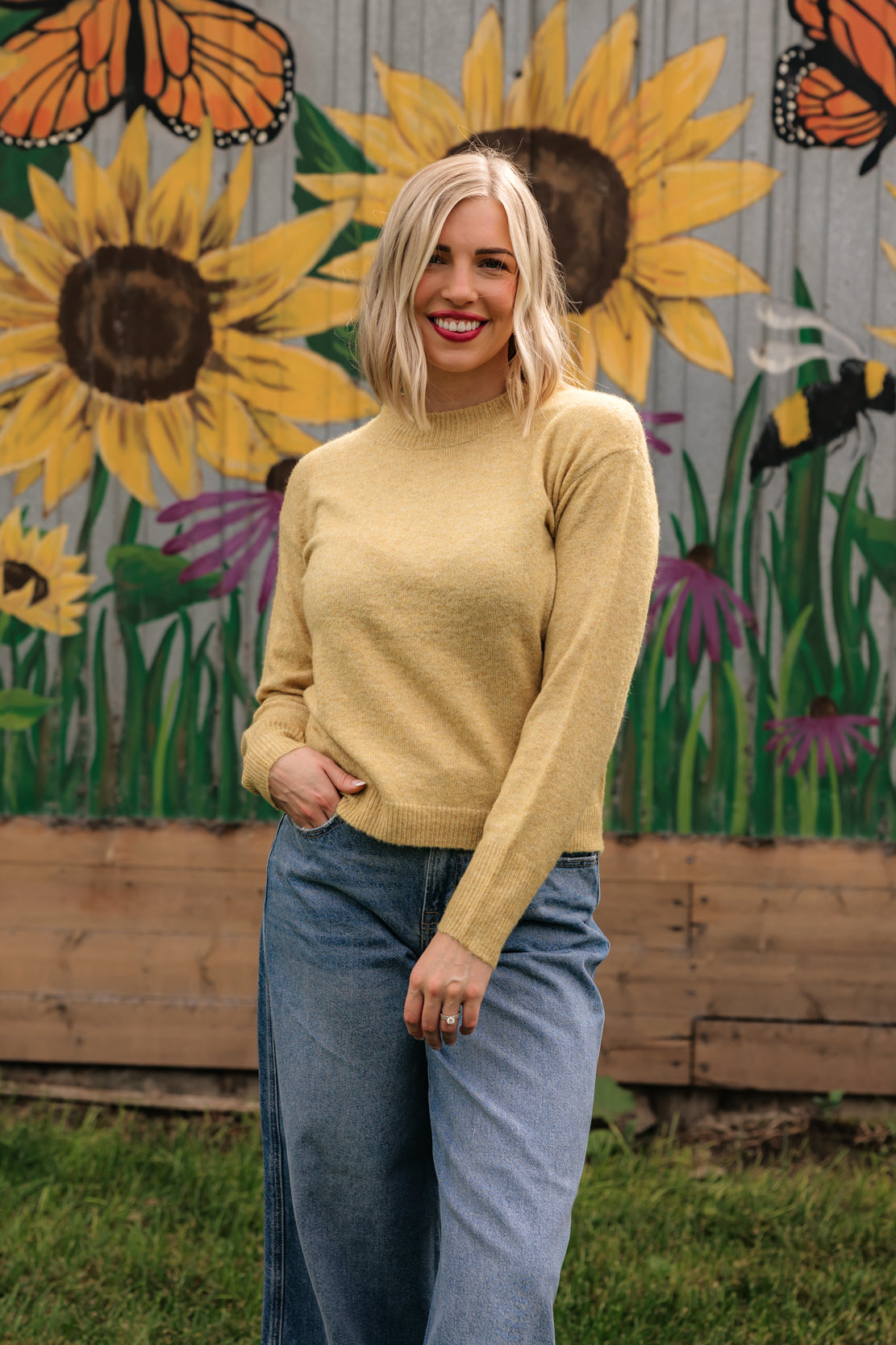 Melody Boxy Cut Sweater | Mustard