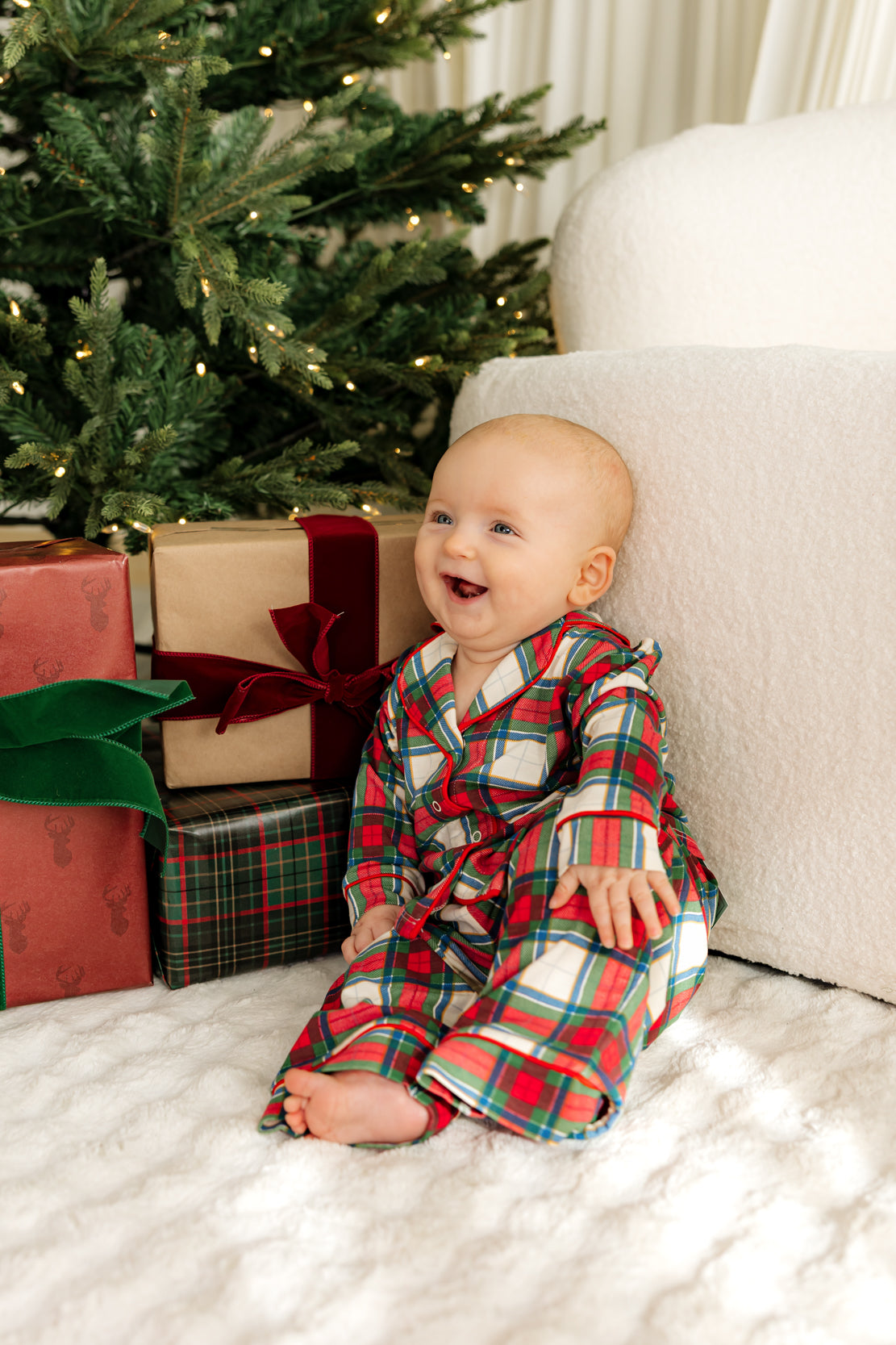 Angel Dear Kids L/S Coat Style w/ Pant | Holiday Plaid