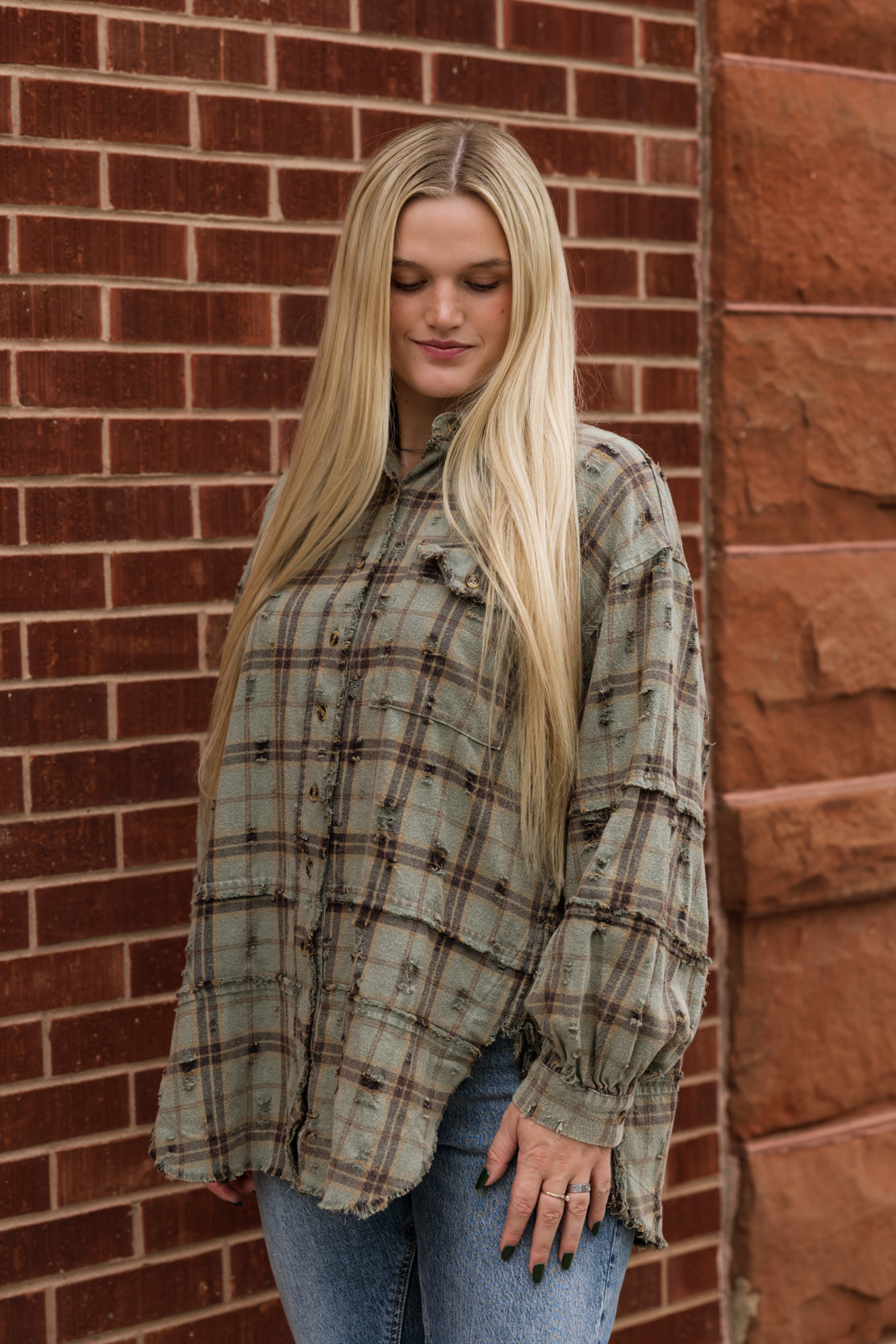 Nora Plaid Tunic Shirt | Dusty Sage