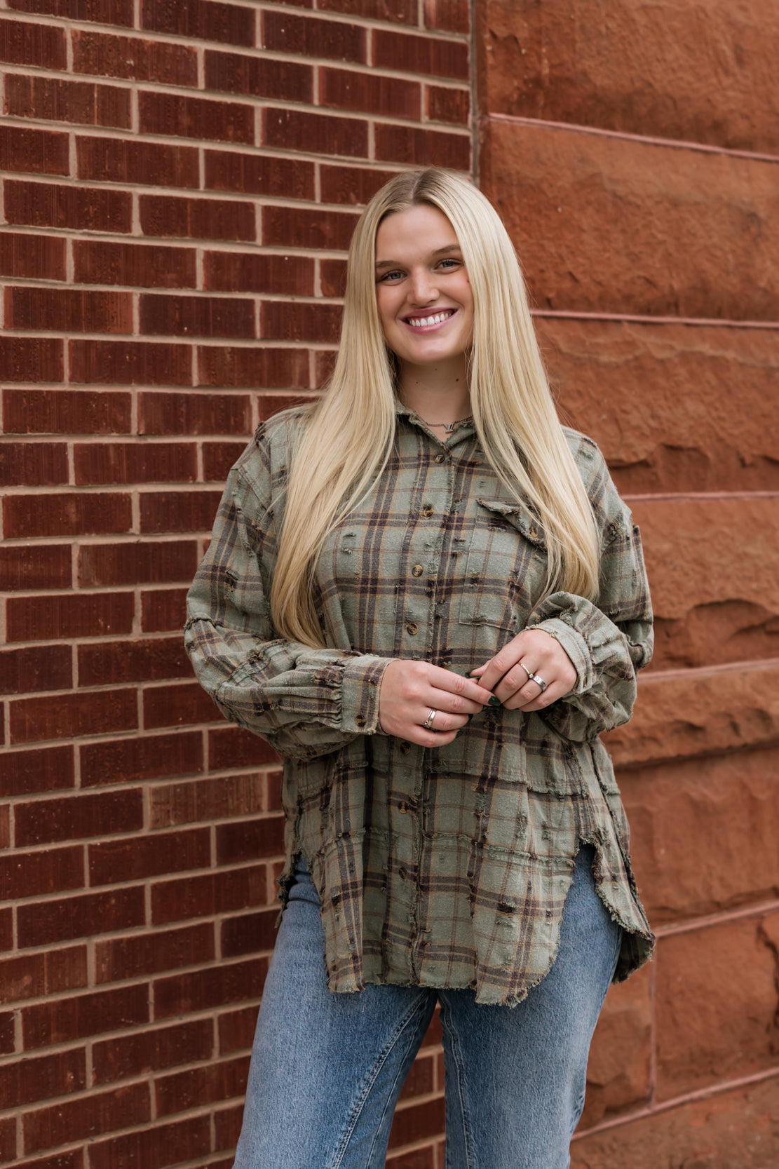 Nora Plaid Tunic Shirt | Dusty Sage