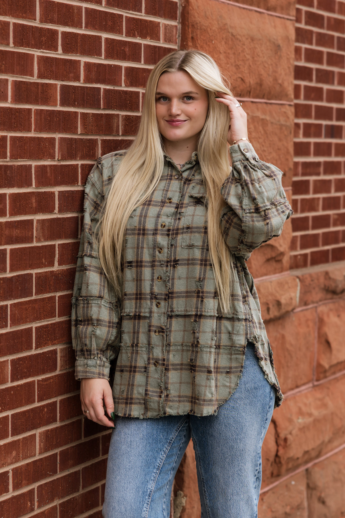 Nora Plaid Tunic Shirt | Dusty Sage