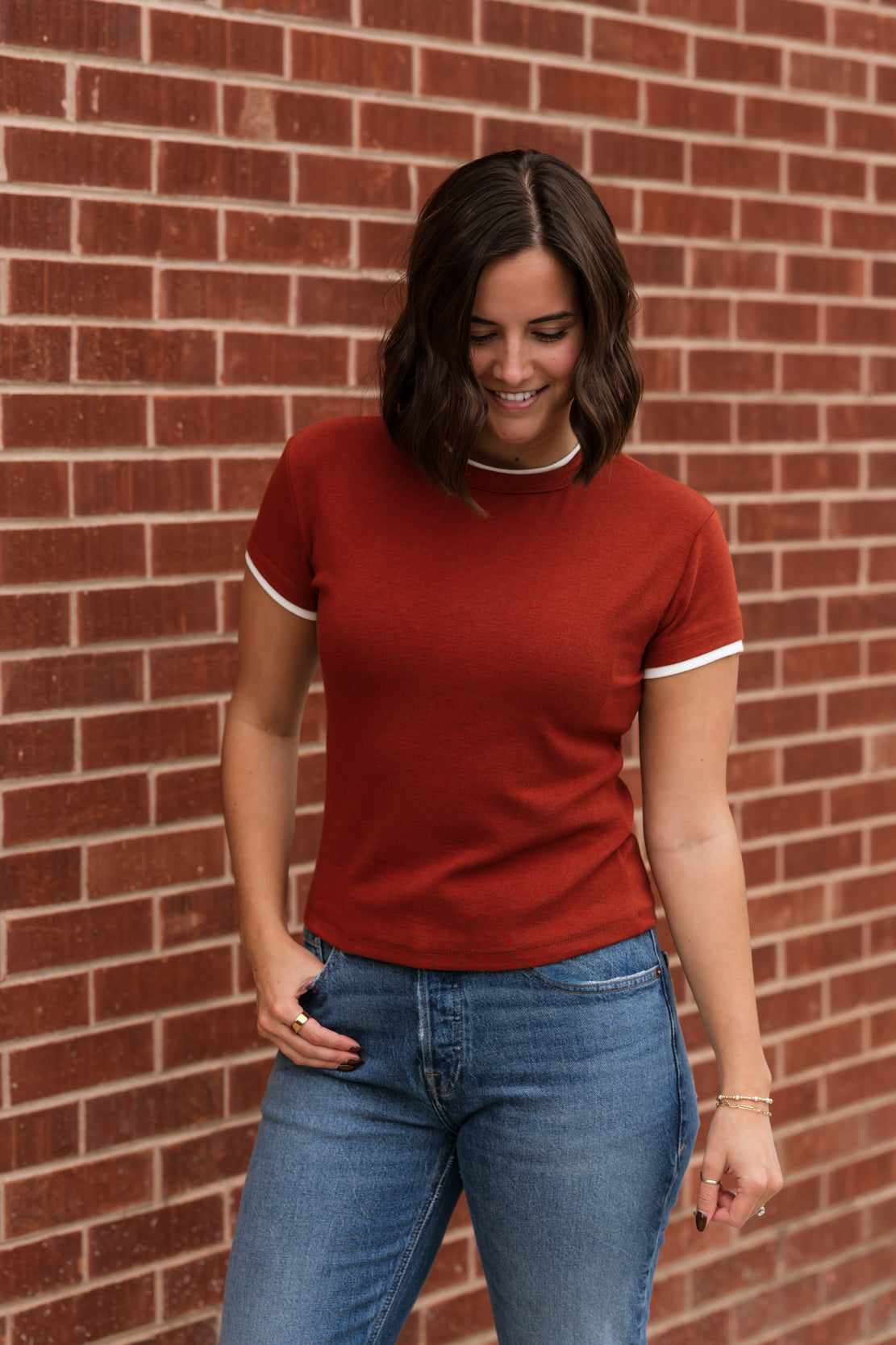 Wren Double Layered Top | Rust/Cream
