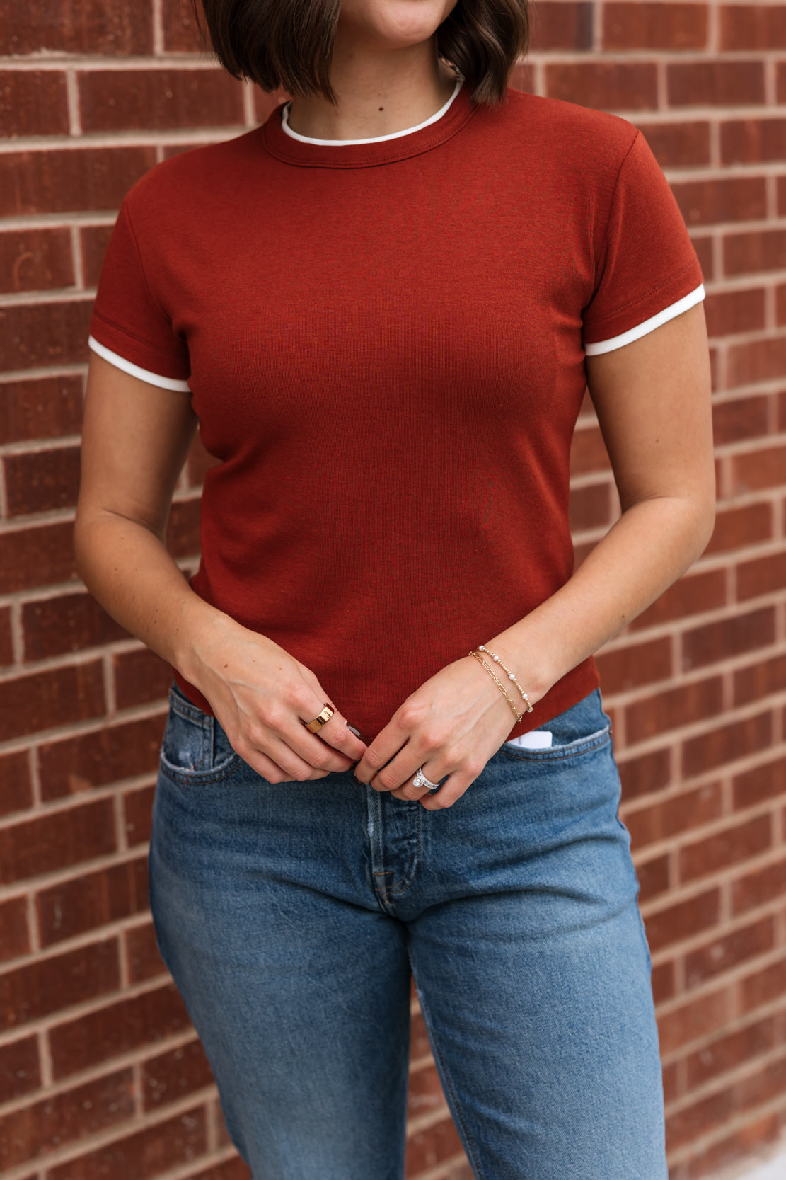Wren Double Layered Top | Rust/Cream