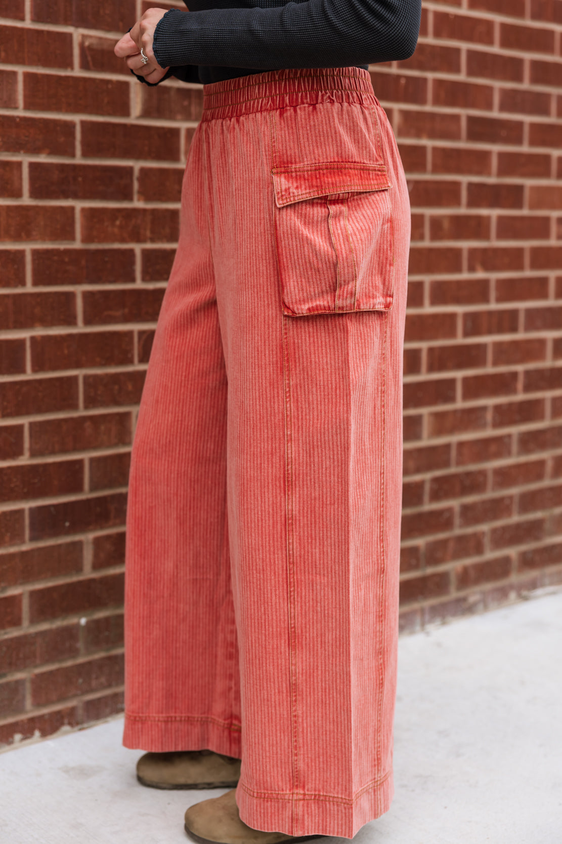 Lainey Striped Twill Pants | Tomato