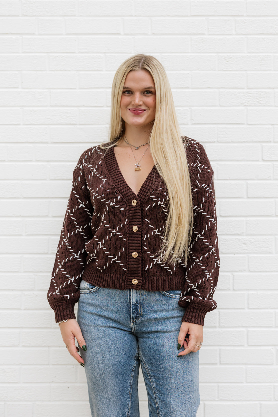 Giana V-Neck Cardigan | Brown