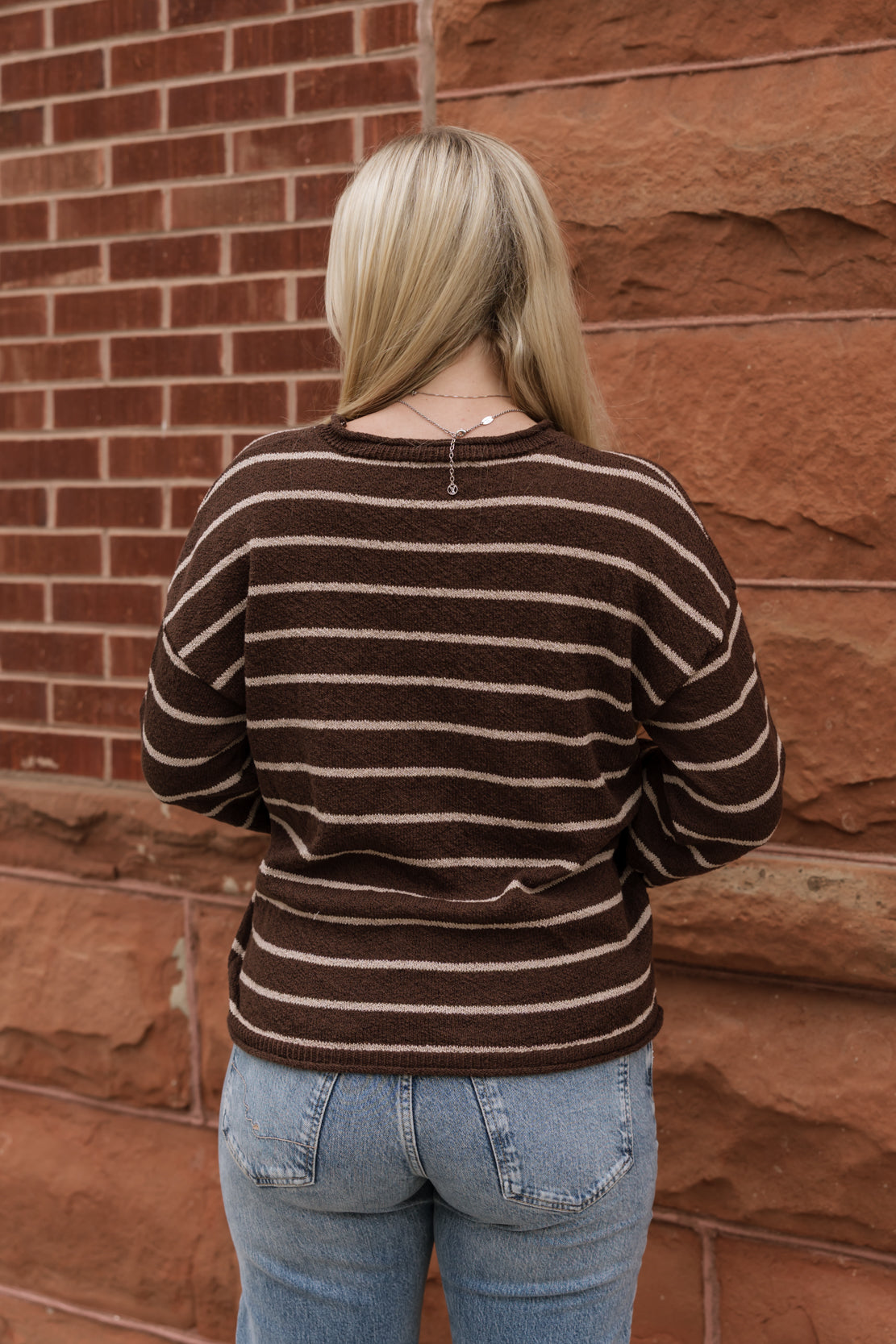 Mackenzie Striped Knit Sweater | Chocolate Brown