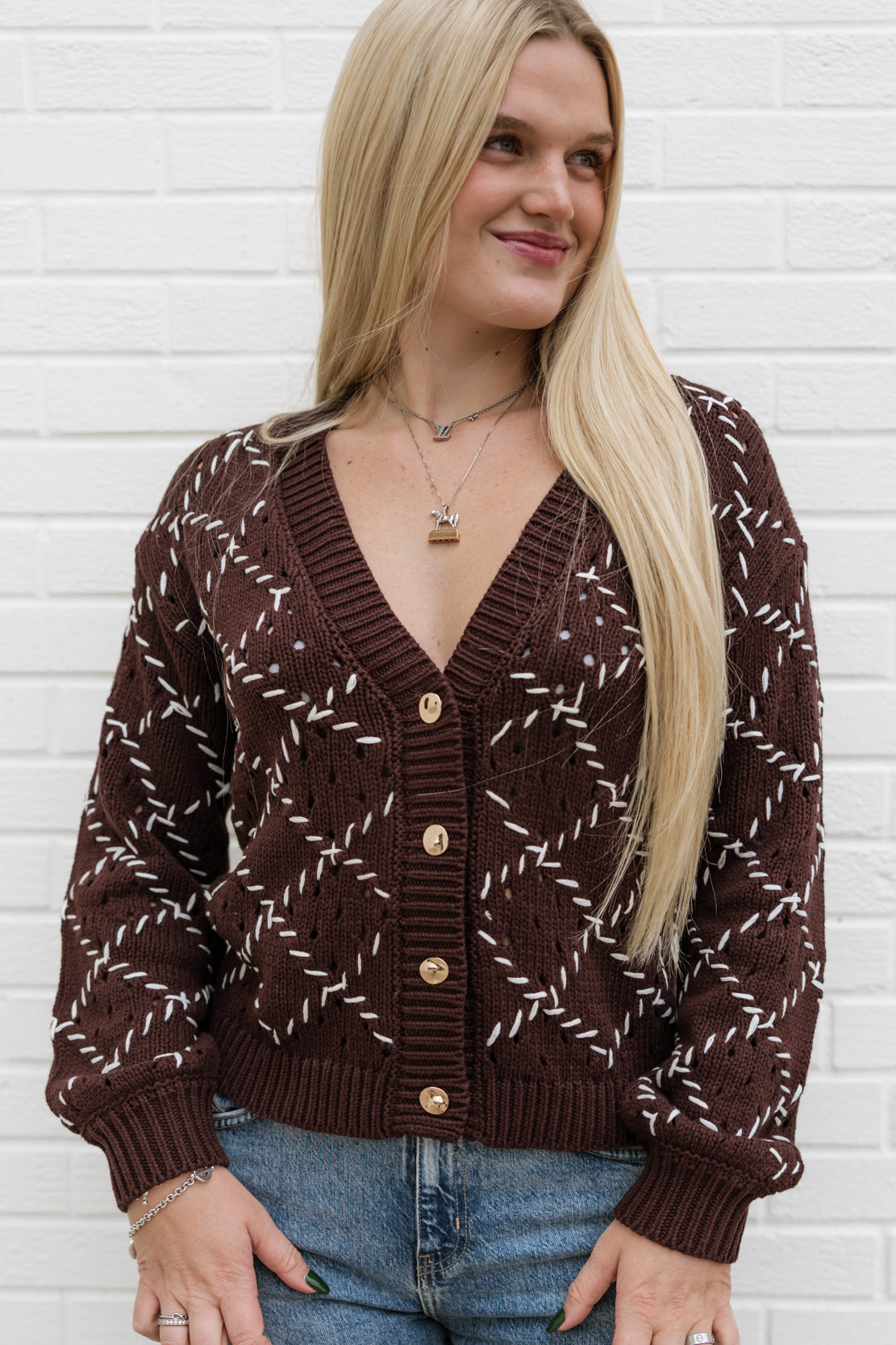 Giana V-Neck Cardigan | Brown