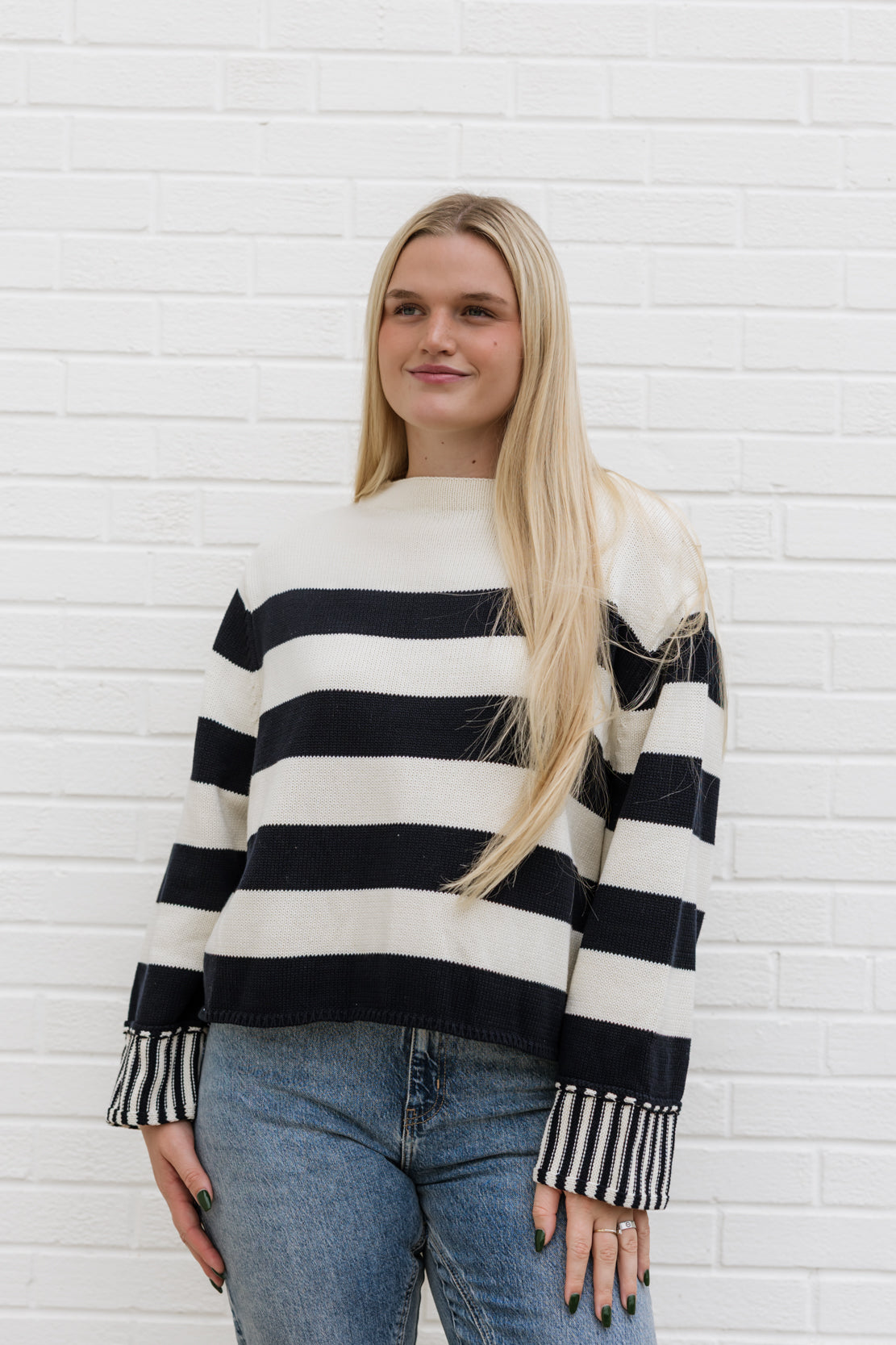 Oakley Striped Sweater | Black/White