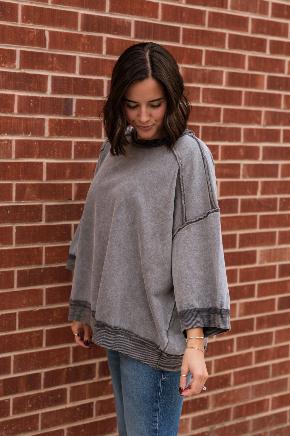 Nicole Mineral Washed Knit Pullover | Ash