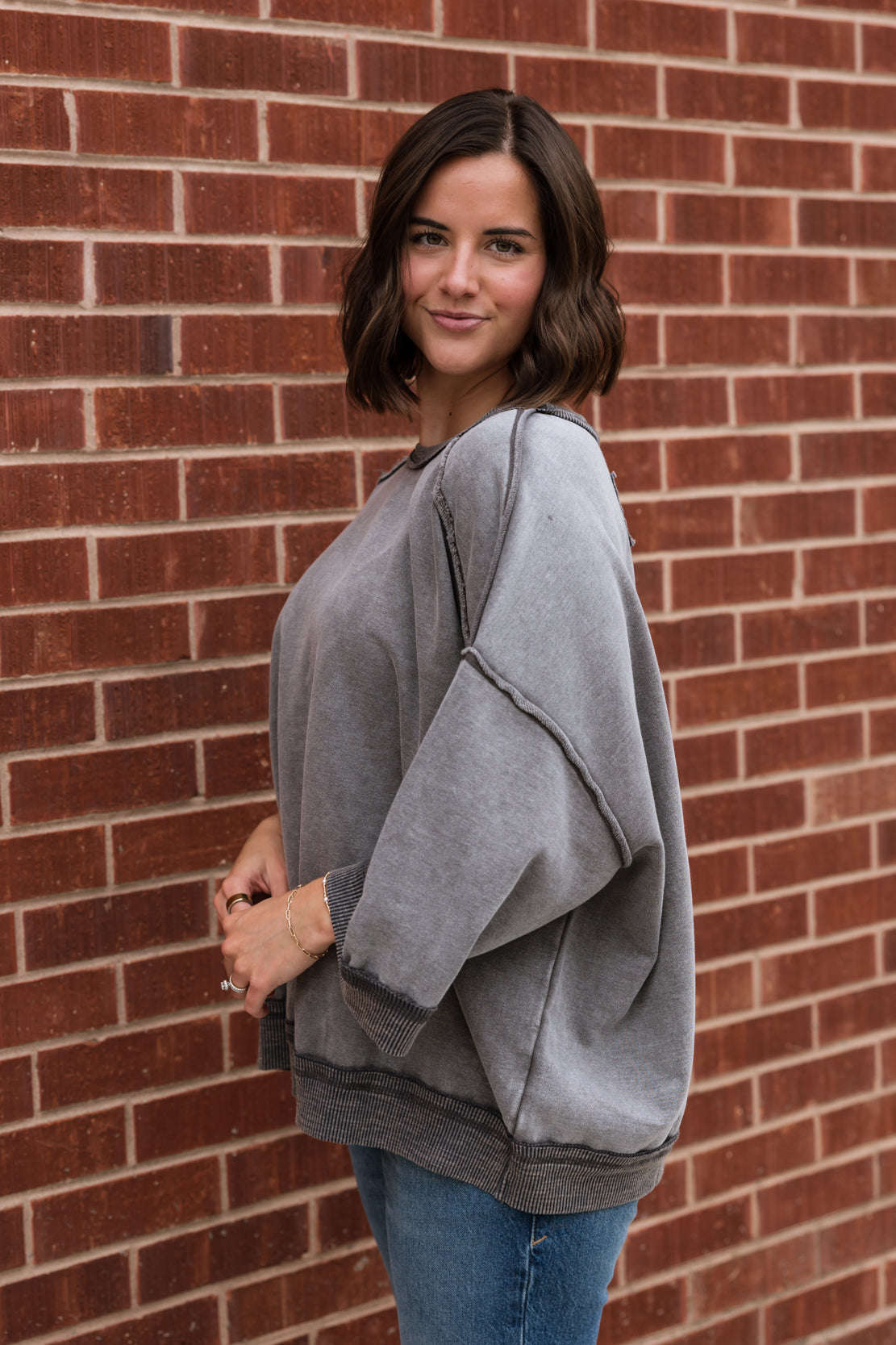 Nicole Mineral Washed Knit Pullover | Ash