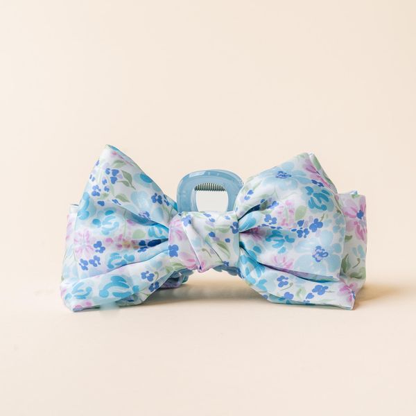 Satin Bow Claw Clip | SG Blue