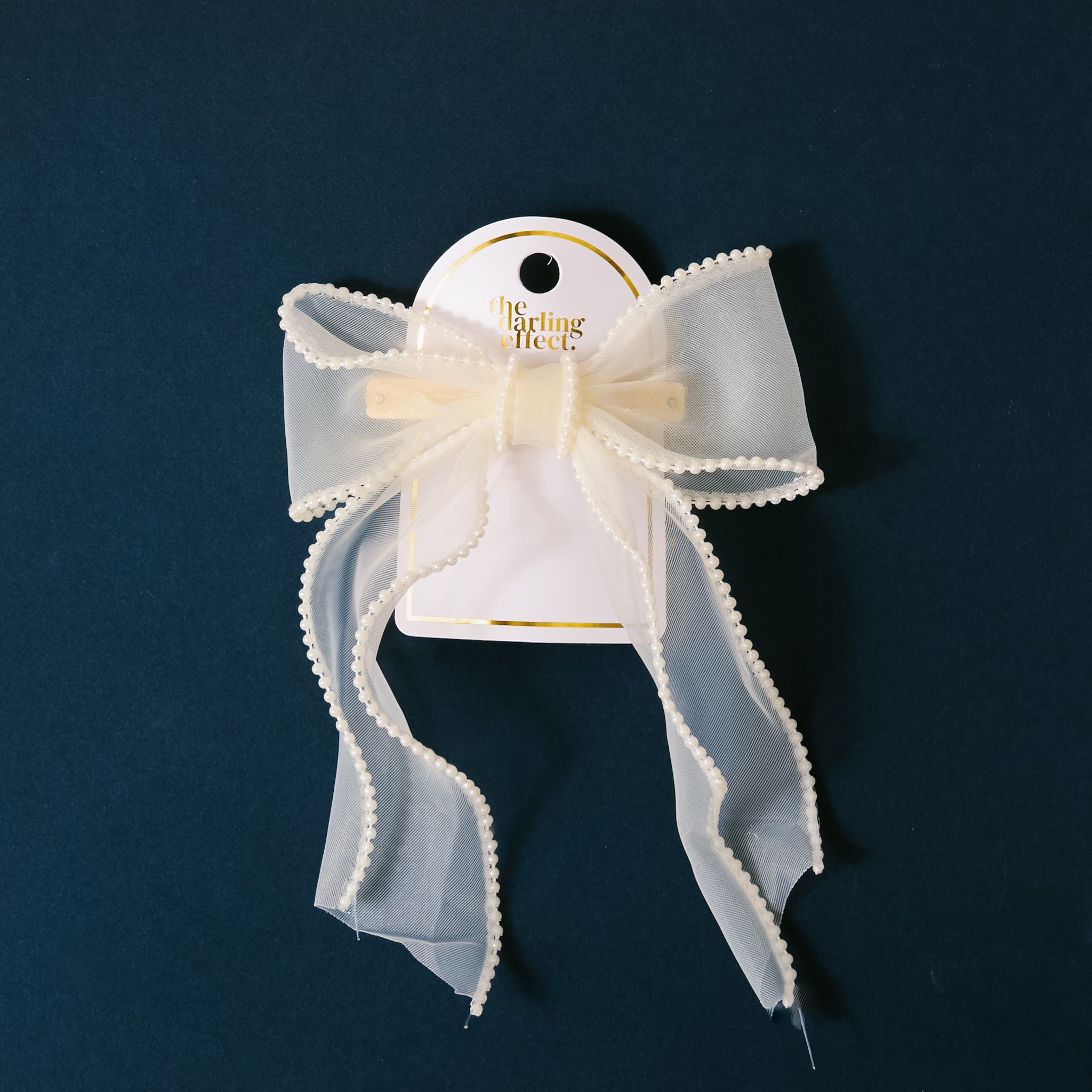 Sheer Pearl Hair Bow | Cream