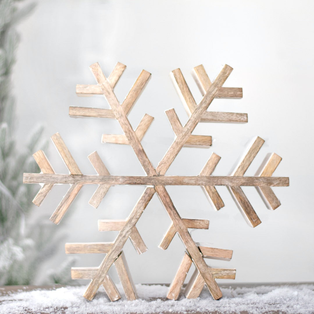 PDMAB22-003 12" Wooden Snowflake Table Decor