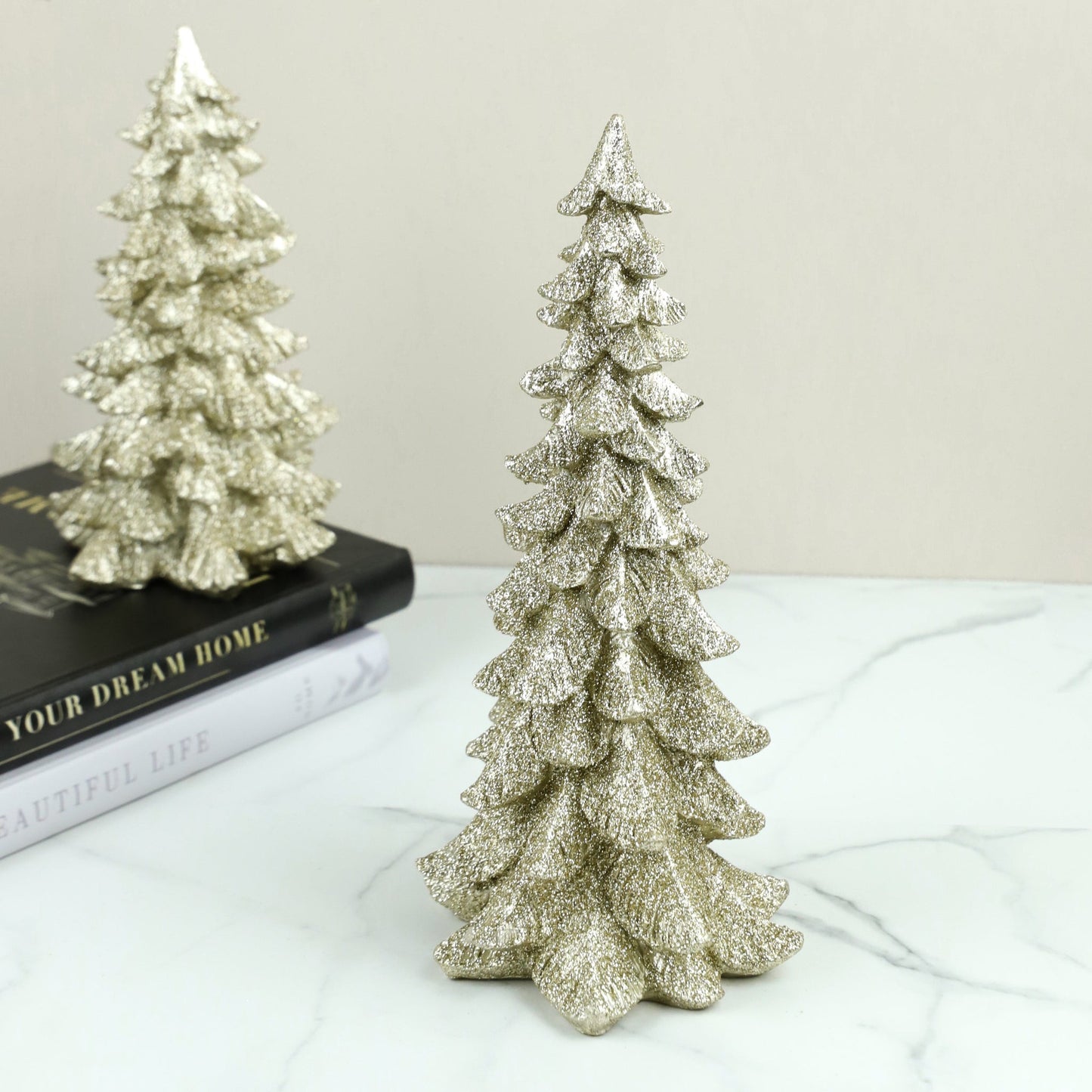 PDOU23-21 13.5" Gold Glitter Tree