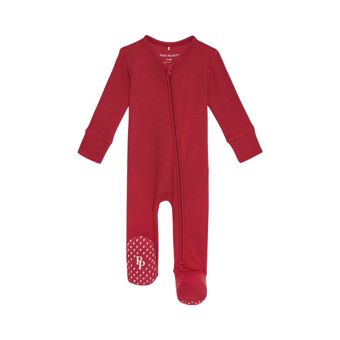 Posh Peannut Footie Zippered One Piece | Crimson Waffle