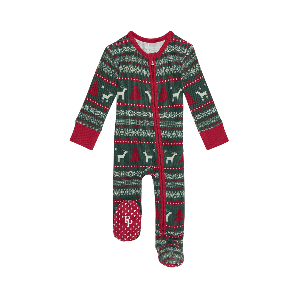 Posh Peanut Footie Zippered One Piece | Holiday Fair Isle